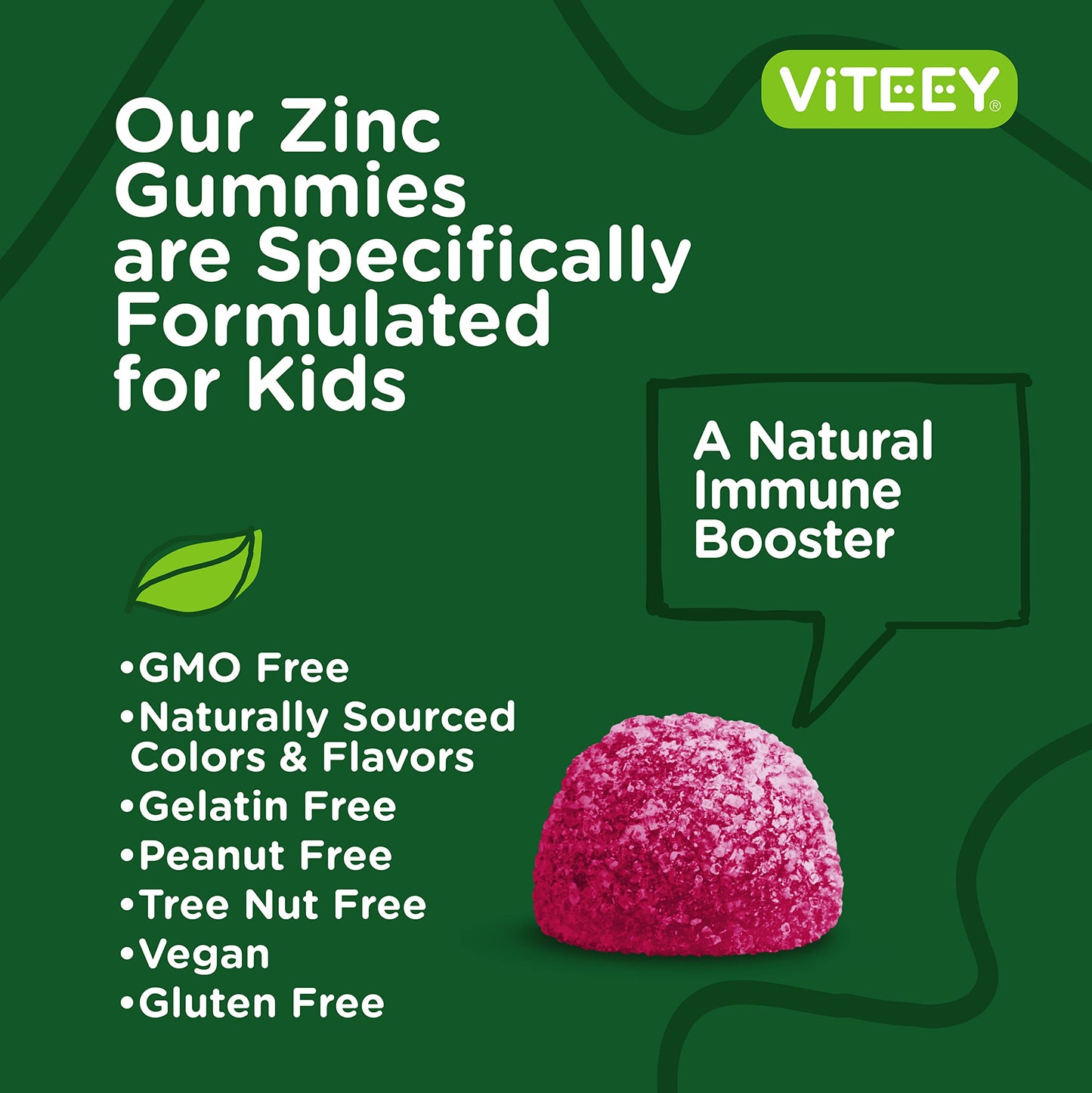 Viteey Zinc for Kids Gummies 25mg, 60 Count