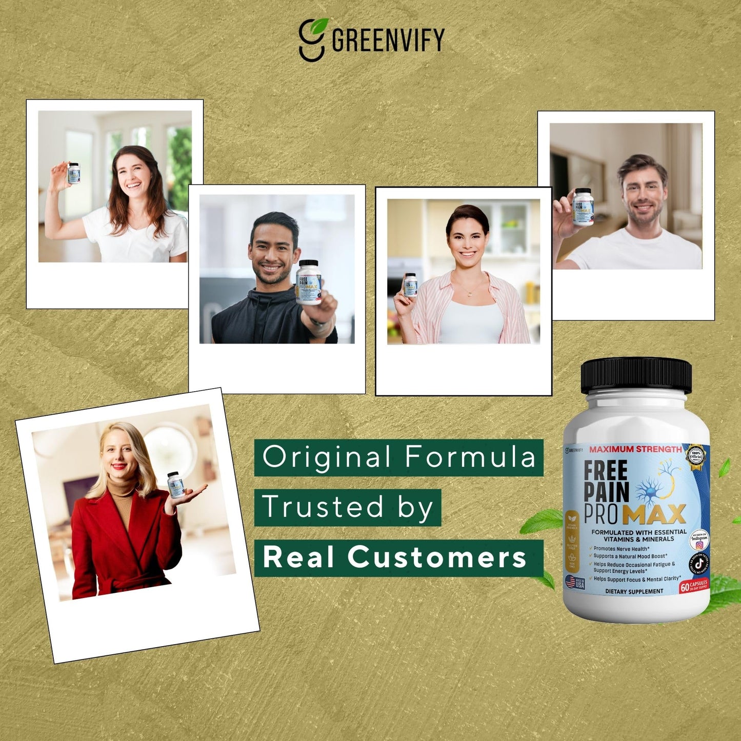 GREENVIFY Free Pain ProMax Maximum Strength Capsules, 60 Capsules