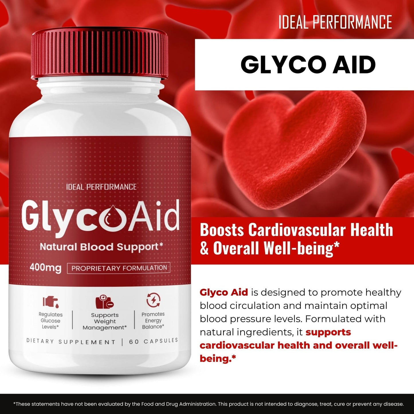 IDEAL PERFORMANCE GlycoAid Blood Support Capsules, 120 Count