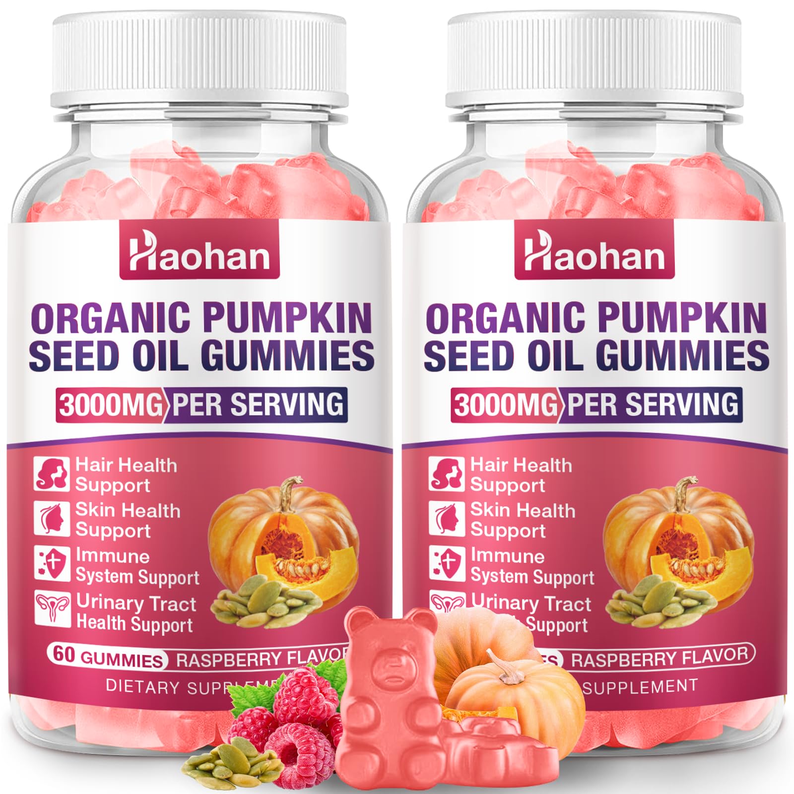 Haohan Pumpkin Seed Oil Gummies with Saw Palmetto for Hair Growth in Women & Men - 2 Gummies
