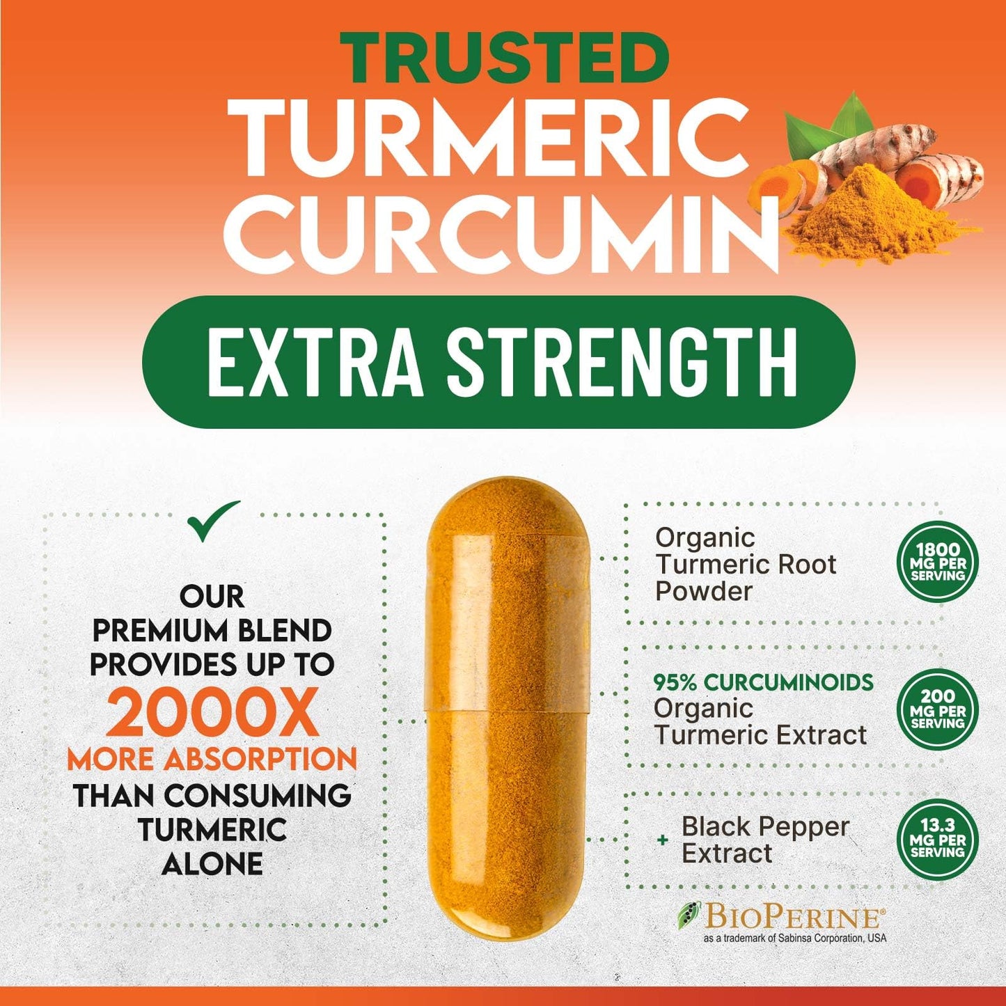 Nature's Nutrition Turmeric Curcumin Supplement 360 Capsules