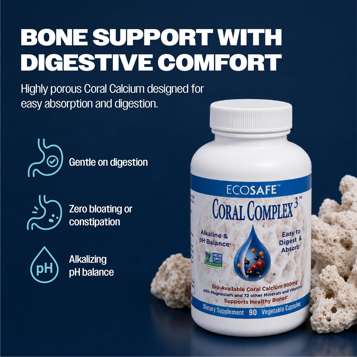 Coral White Coral Complex 3 Natural Calcium Supplement Capsules 90