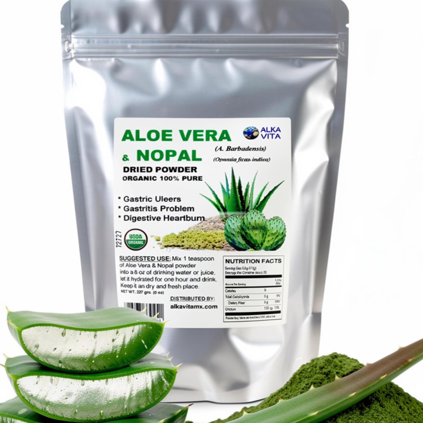 ALKA VITA Aloe Vera & Nopal Cactus Pure Dried Powder 8 Ounce