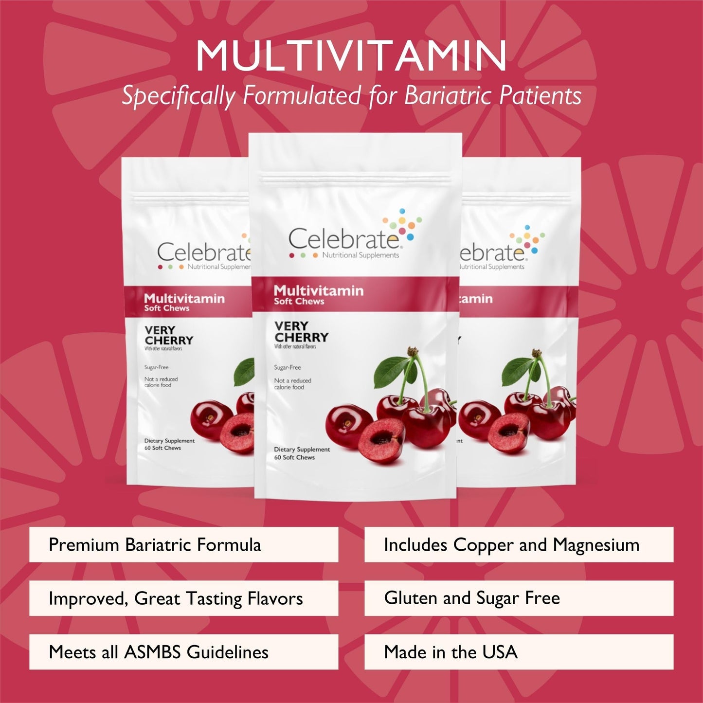 Celebrate Bariatric Supplements Bariatric Multivitamin Soft Chews 180 Gummies