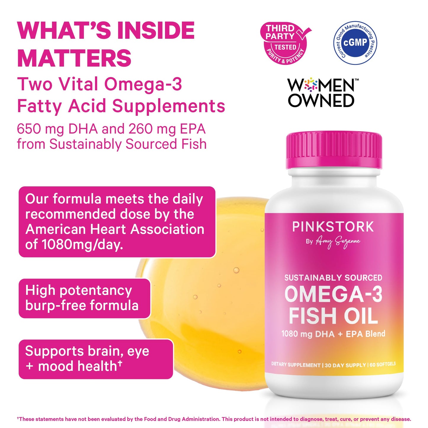 Pink Stork Omega 3 Fish Oil Softgel, 60 Softgels