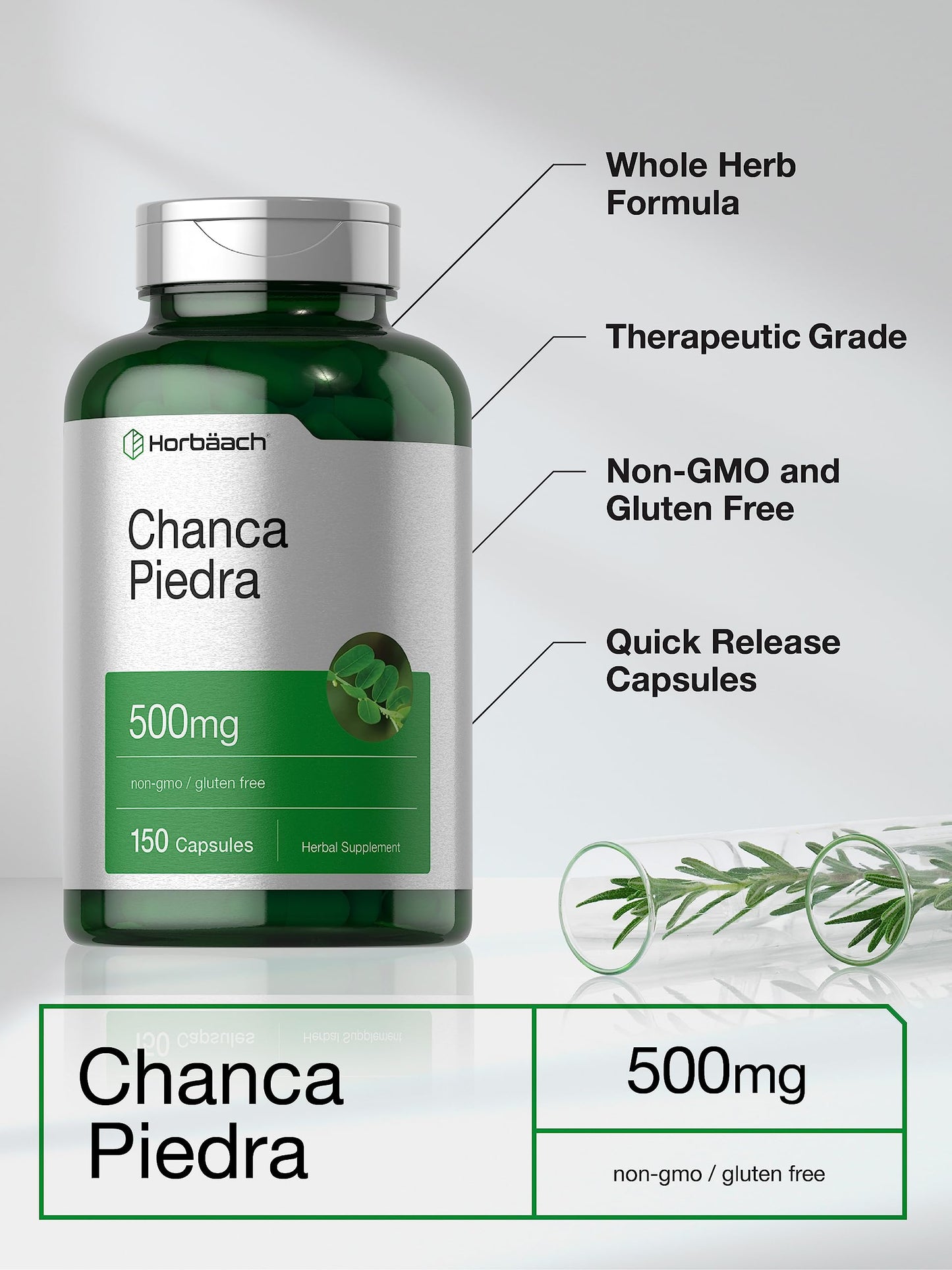 Horbäach Chanca Piedra 500mg Capsules 150 Count