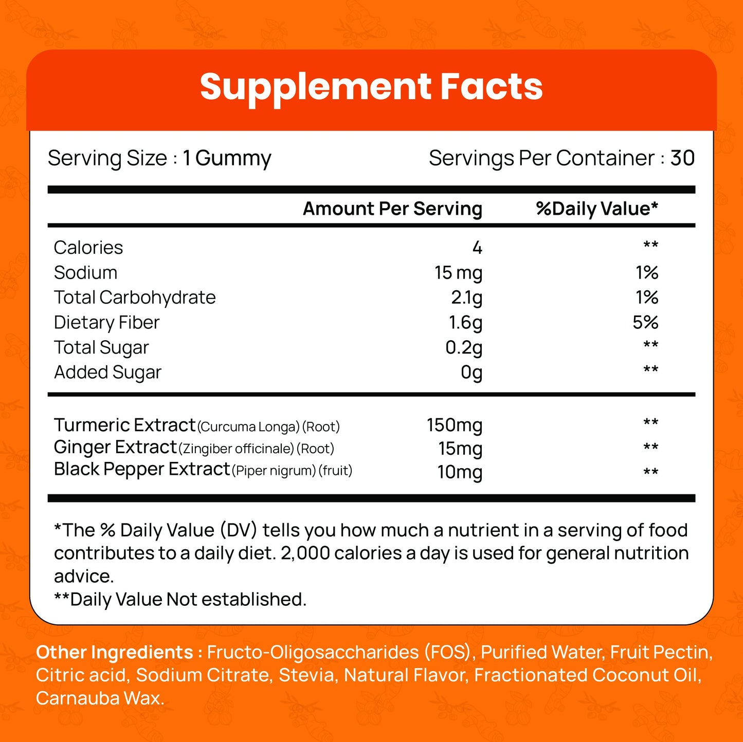 TIKDI Turmeric Ginger Gummies 30 Count