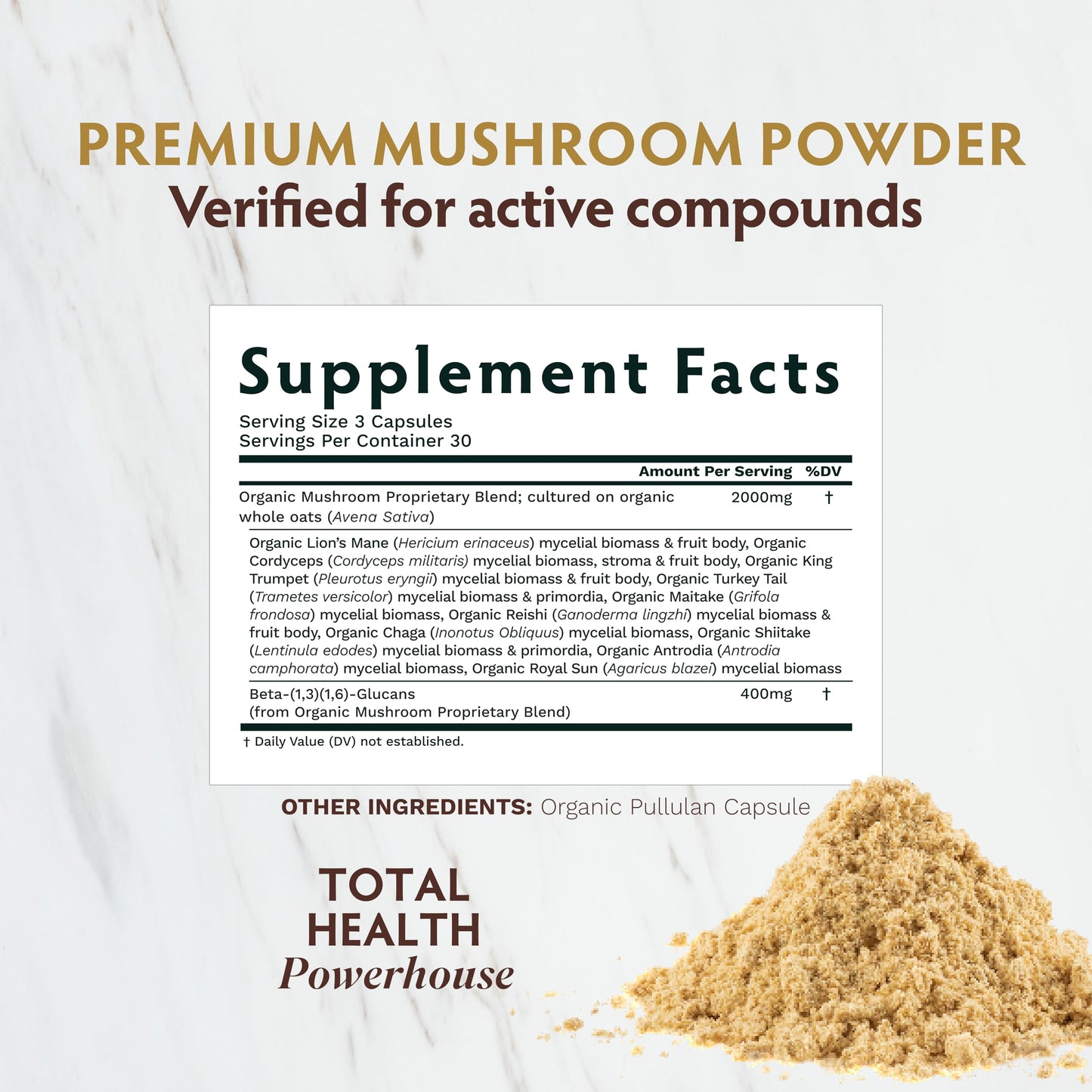 TRIBE ORGANICS Mushroom Golden Blend Vegan Capsules 90 Count