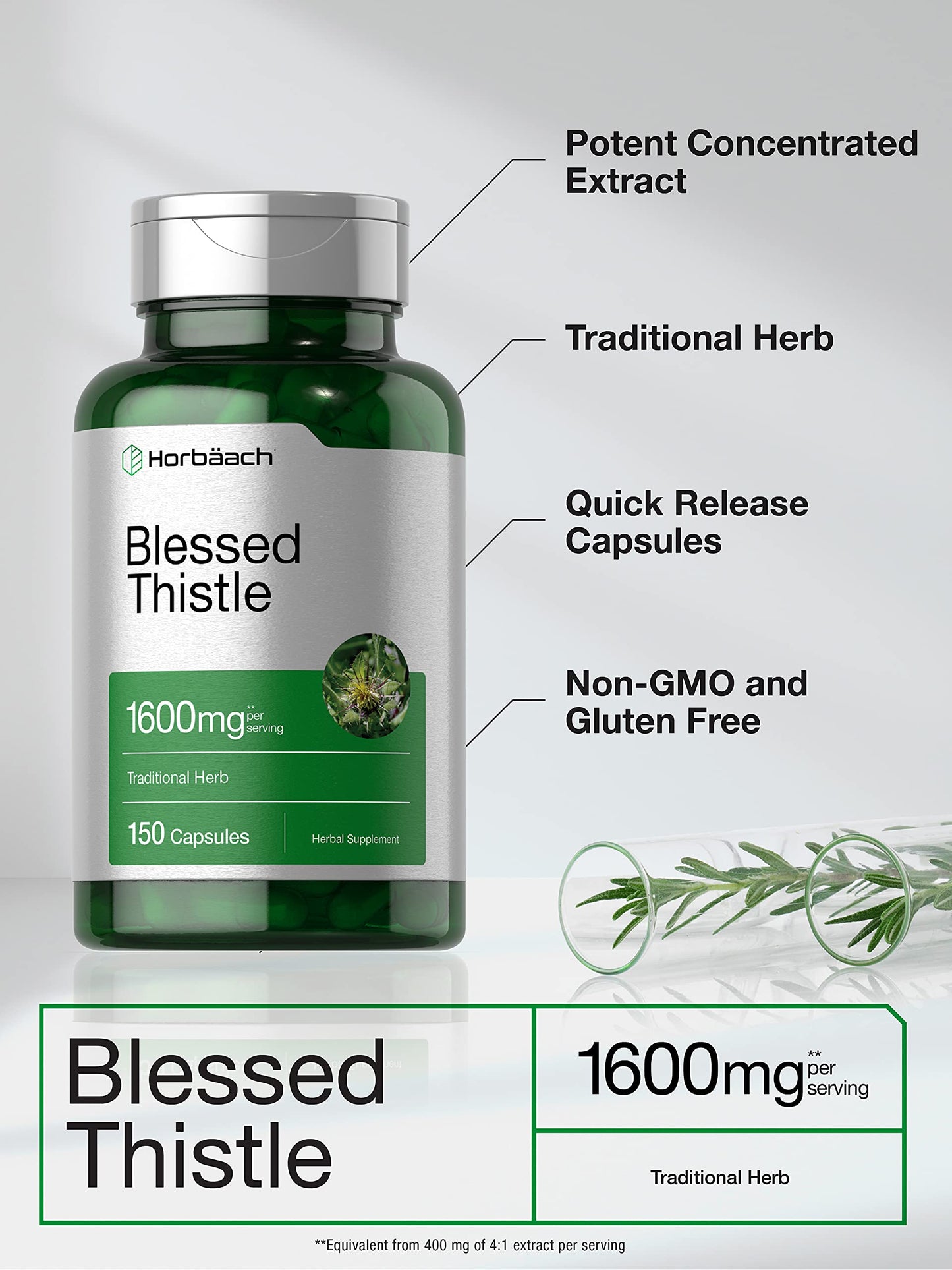 Horbäach Blessed Thistle Capsules 150 Count