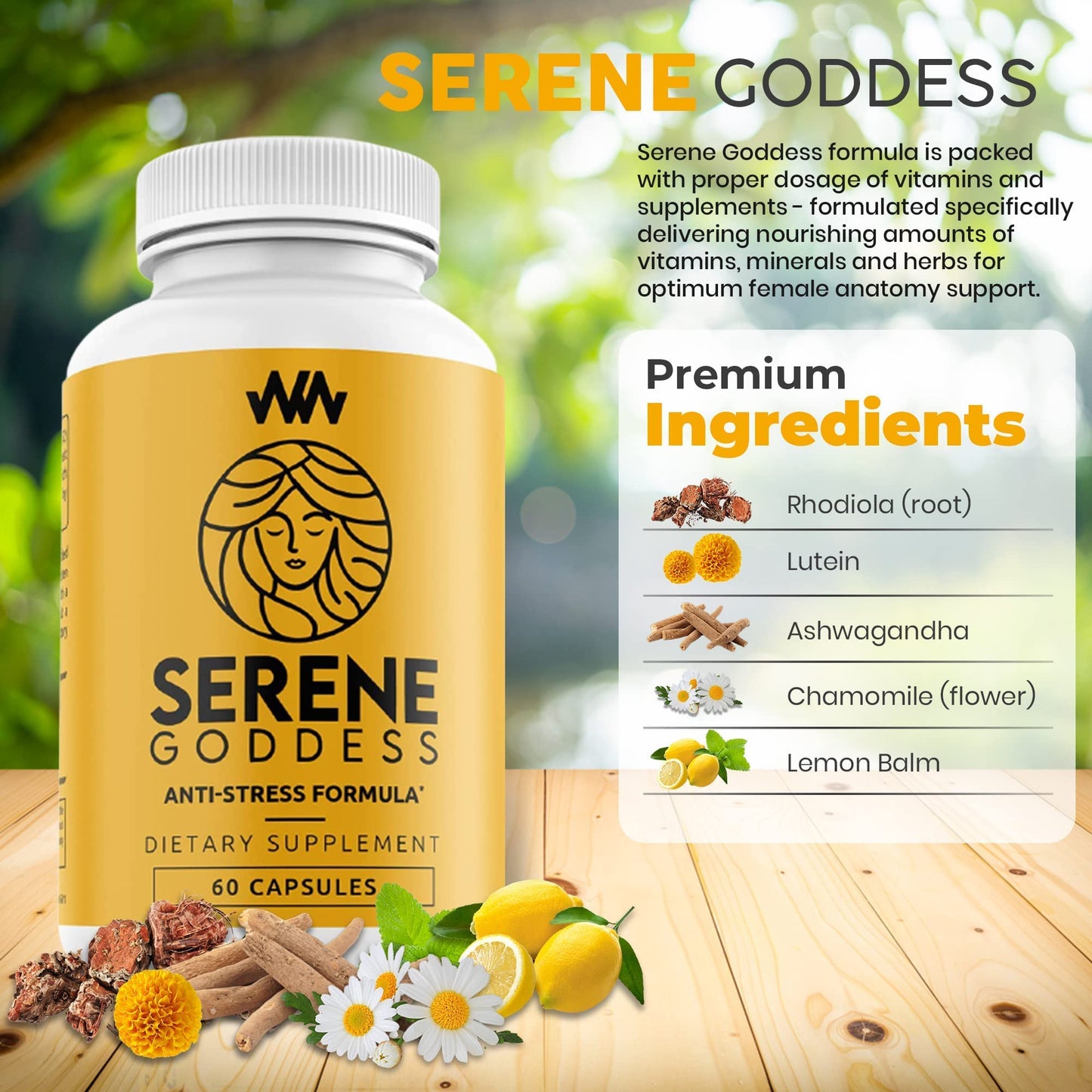 Warped Wellness Serene Goddess Magnolia Bark Mood Support Capsules 60 Count