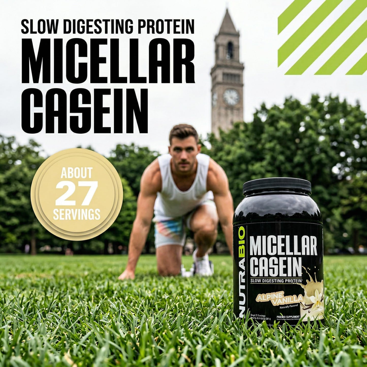 NutraBio Casein Protein Powder 32 Servings Vanilla 2 lb