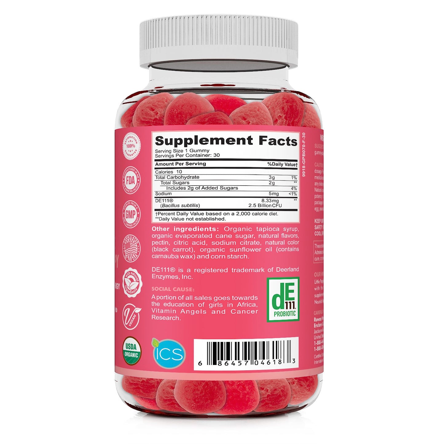 RUWAA NUTRITION Kids Organic Probiotic Gummies Gummy 30 Count