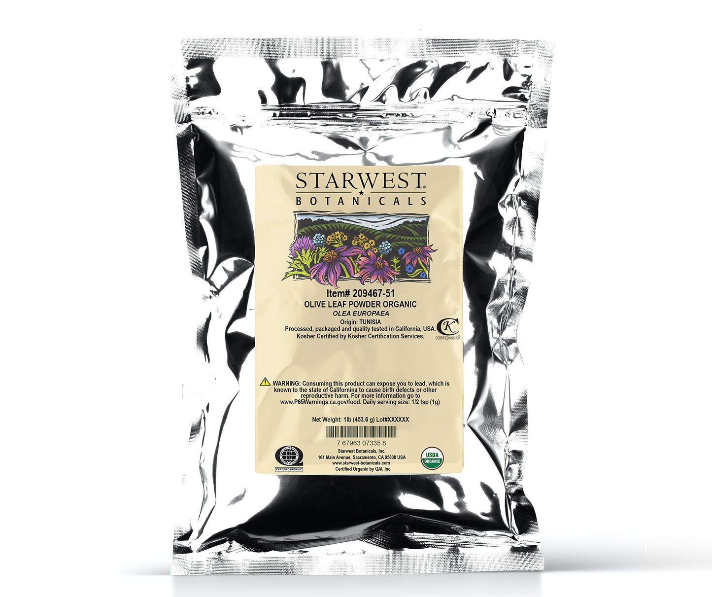 Starwest Botanicals Organic Olive Leaf Powder, 16 oz