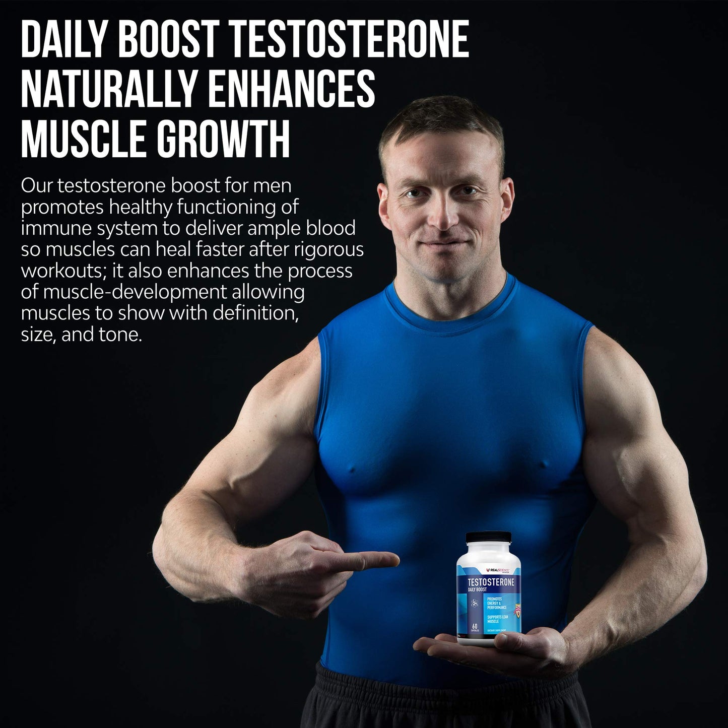 Real Science Nutrition Daily Boost Free Testosterone Booster for Men Capsules 60 Count