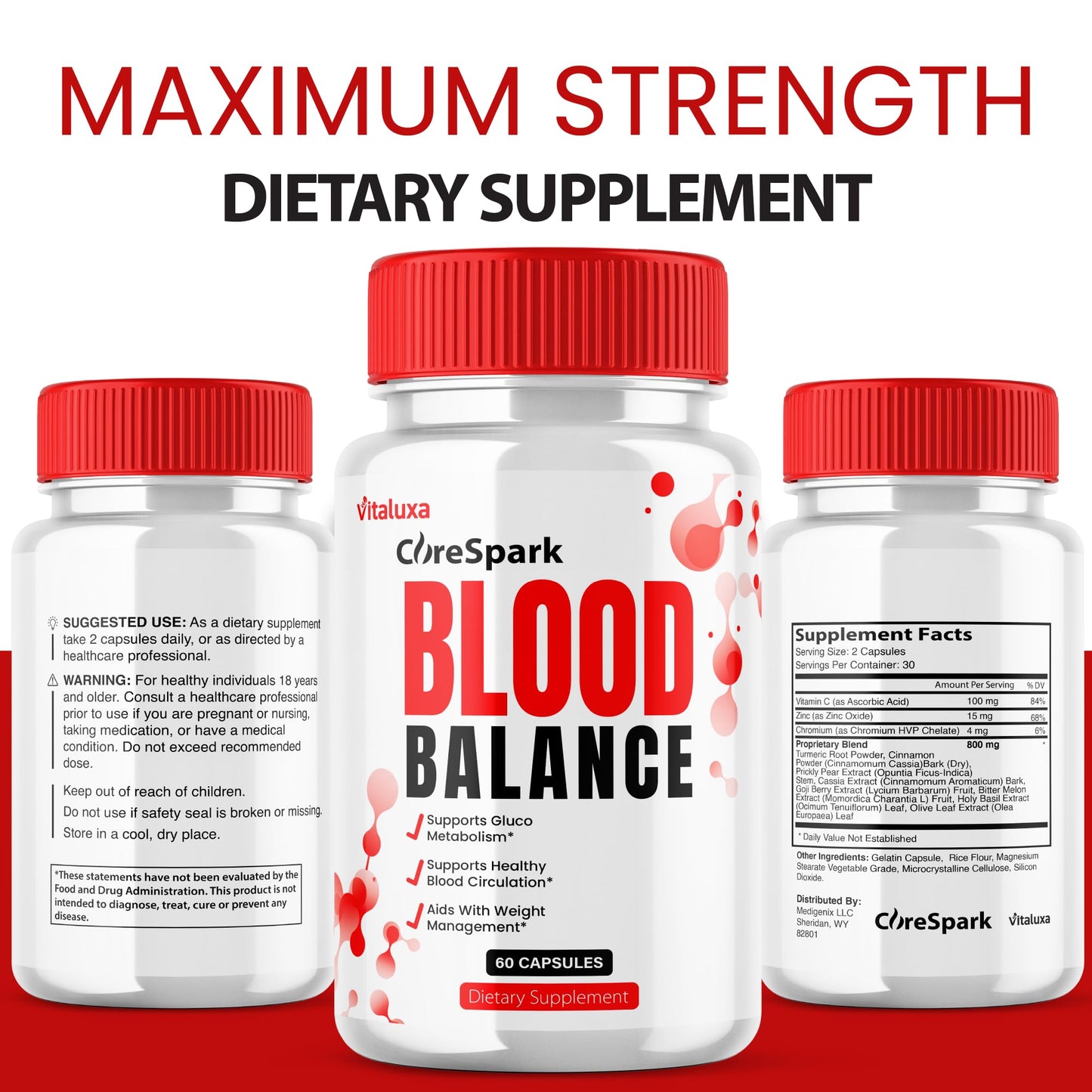 Vitaluxa Corespark Blood Balance Maximum Strength Blood Support Supplement Capsule, 120 Capsules