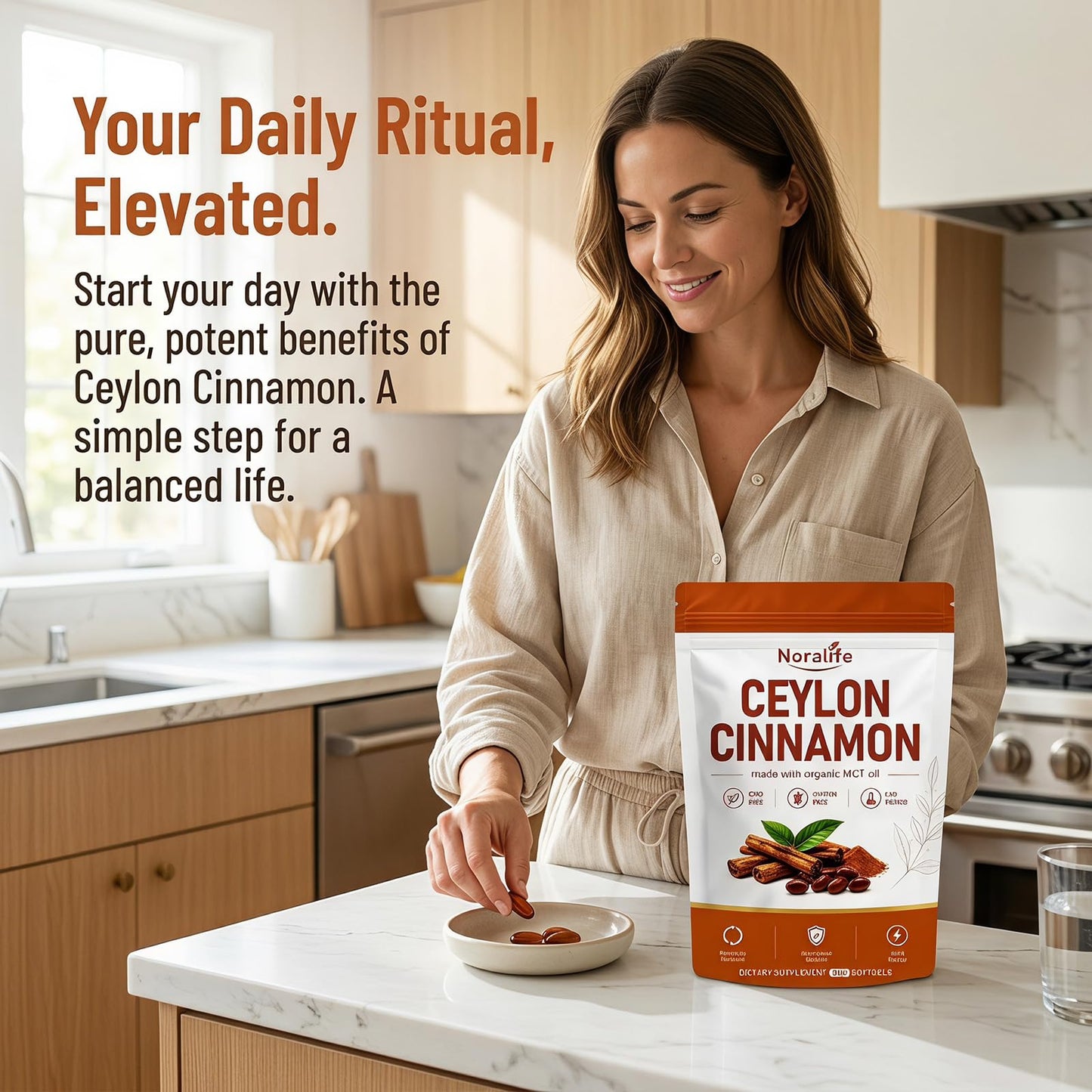 TVBZPN Noralife Ceylon Cinnamon with MCT Oil Capsule, 300 Count