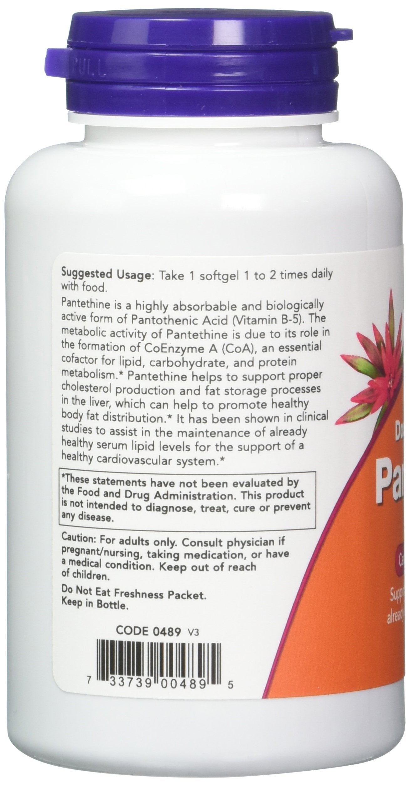 NOW Foods Pantethine 600 mg Softgels, 120 Softgels