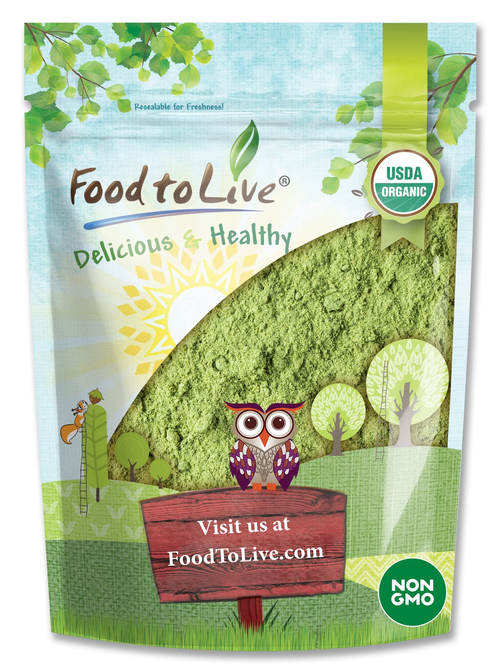 Food to Live Organic SuperGrass Powder Blend – Mixed Alfalfa, Barley Grass, and Wheatgrass Powders, 16 Count