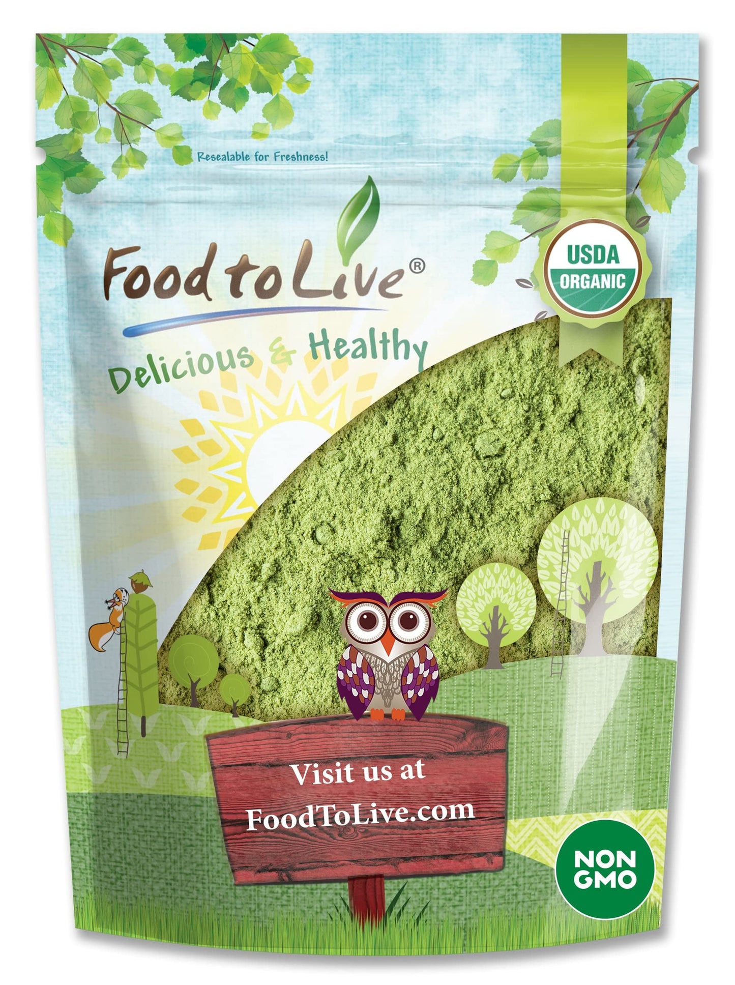 Food to Live Organic SuperGrass Powder Blend – Mixed Alfalfa, Barley Grass, and Wheatgrass Powders, 16 oz