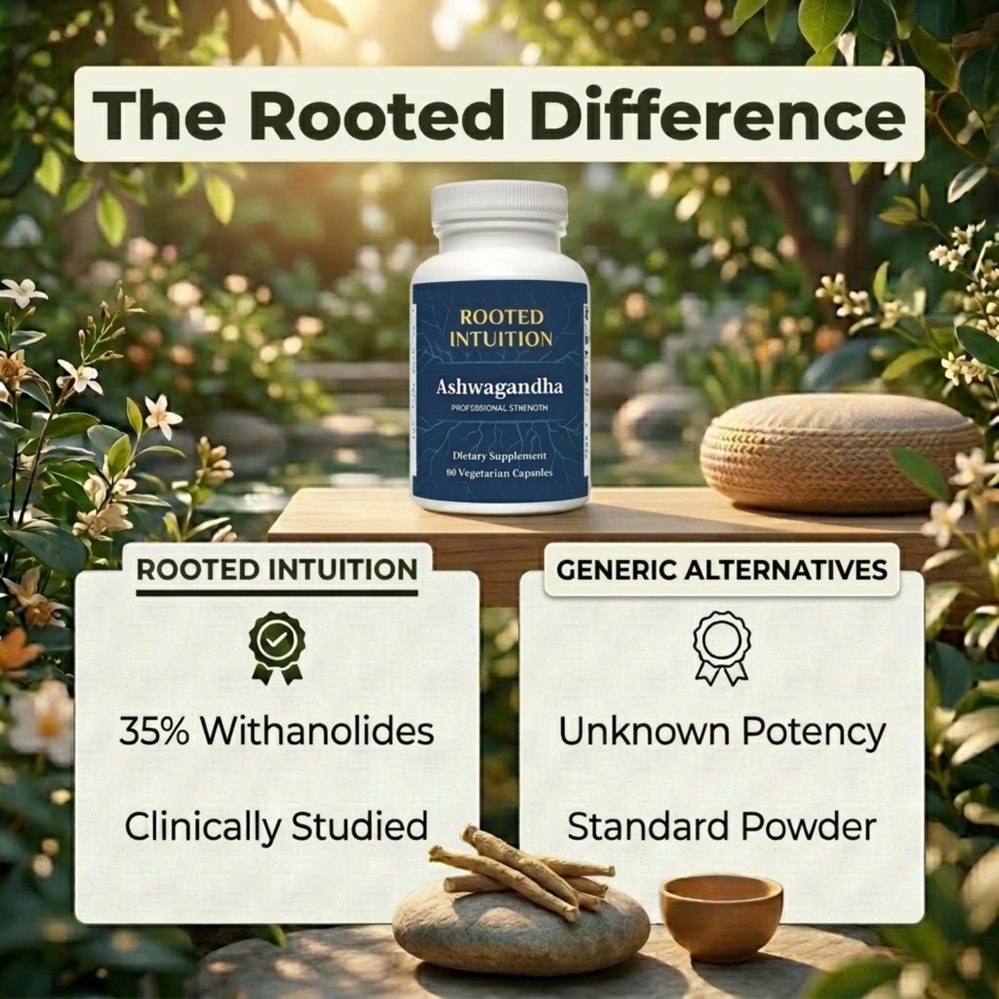 Rooted Intuition Ashwagandha Supplement 240mg Capsules, 60 Count