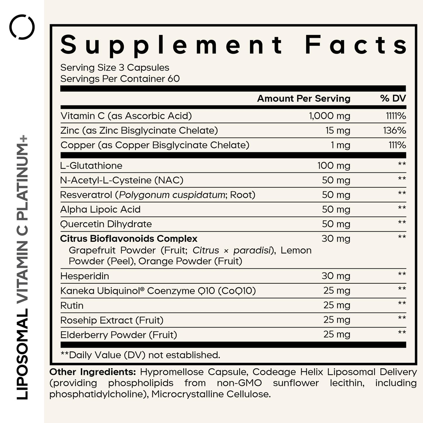 Codeage Liposomal Vitamin C+ 1000mg, Glutathione, Quercetin, 180 Capsules