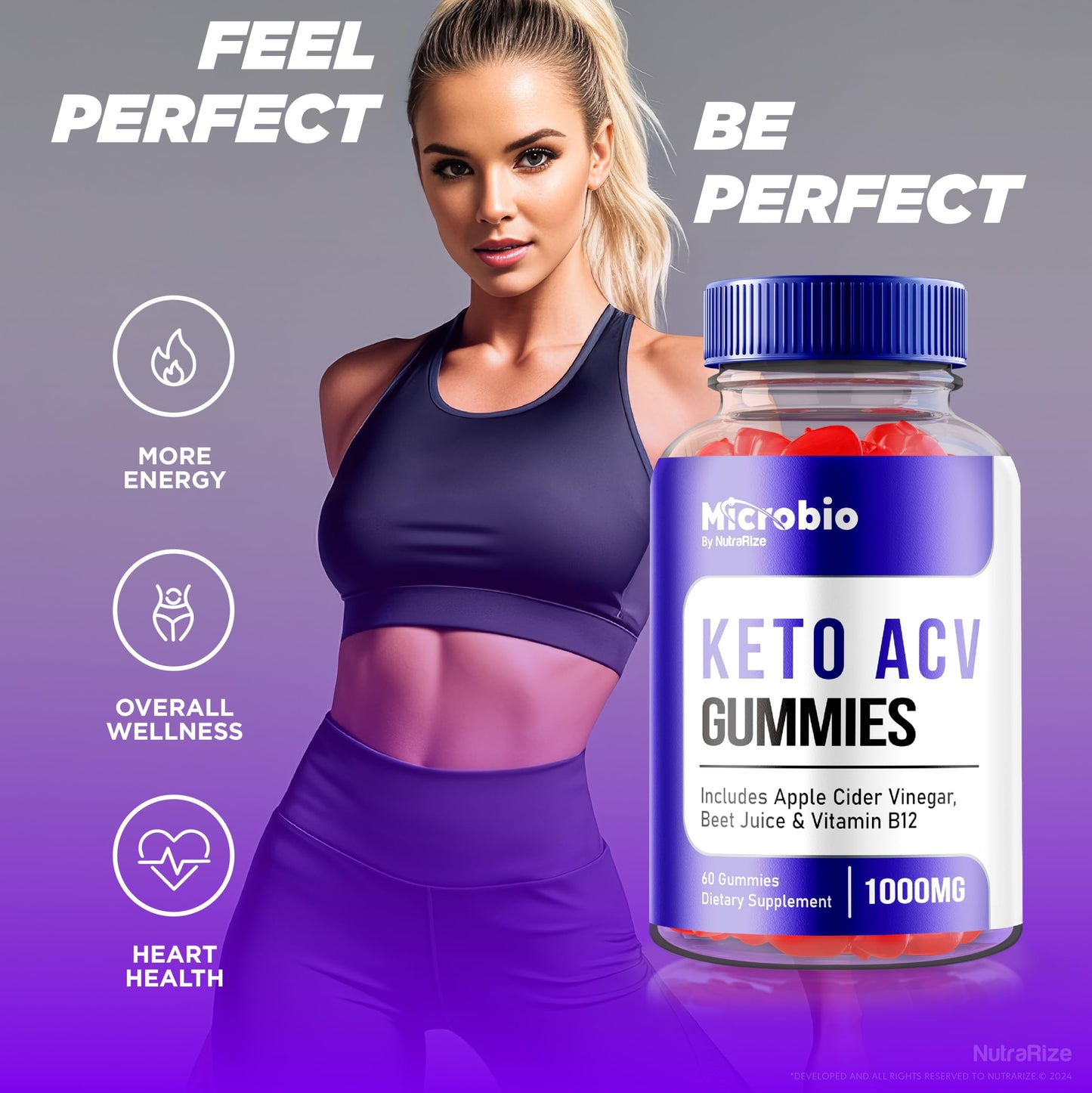 NutraRize MicroBio Keto ACV Gummies, 180 Gummies