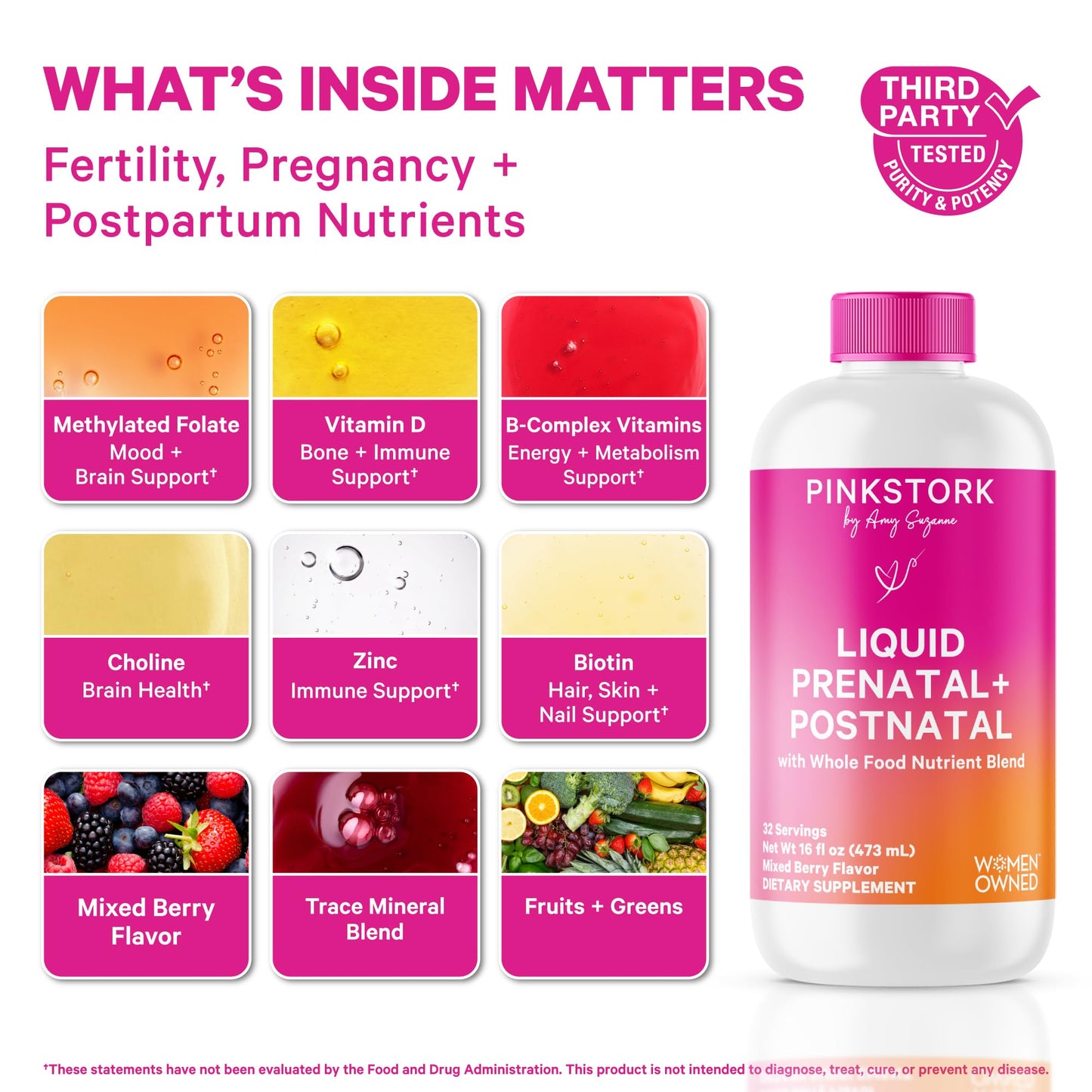 Pink Stork Liquid Prenatal Vitamin Bundle Capsules, 105 Count