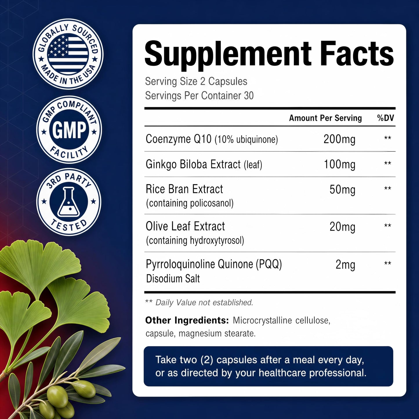 Joyung CoQ10 200mg Supplement with Ginkgo Biloba 100mg Capsule, 60 Capsules