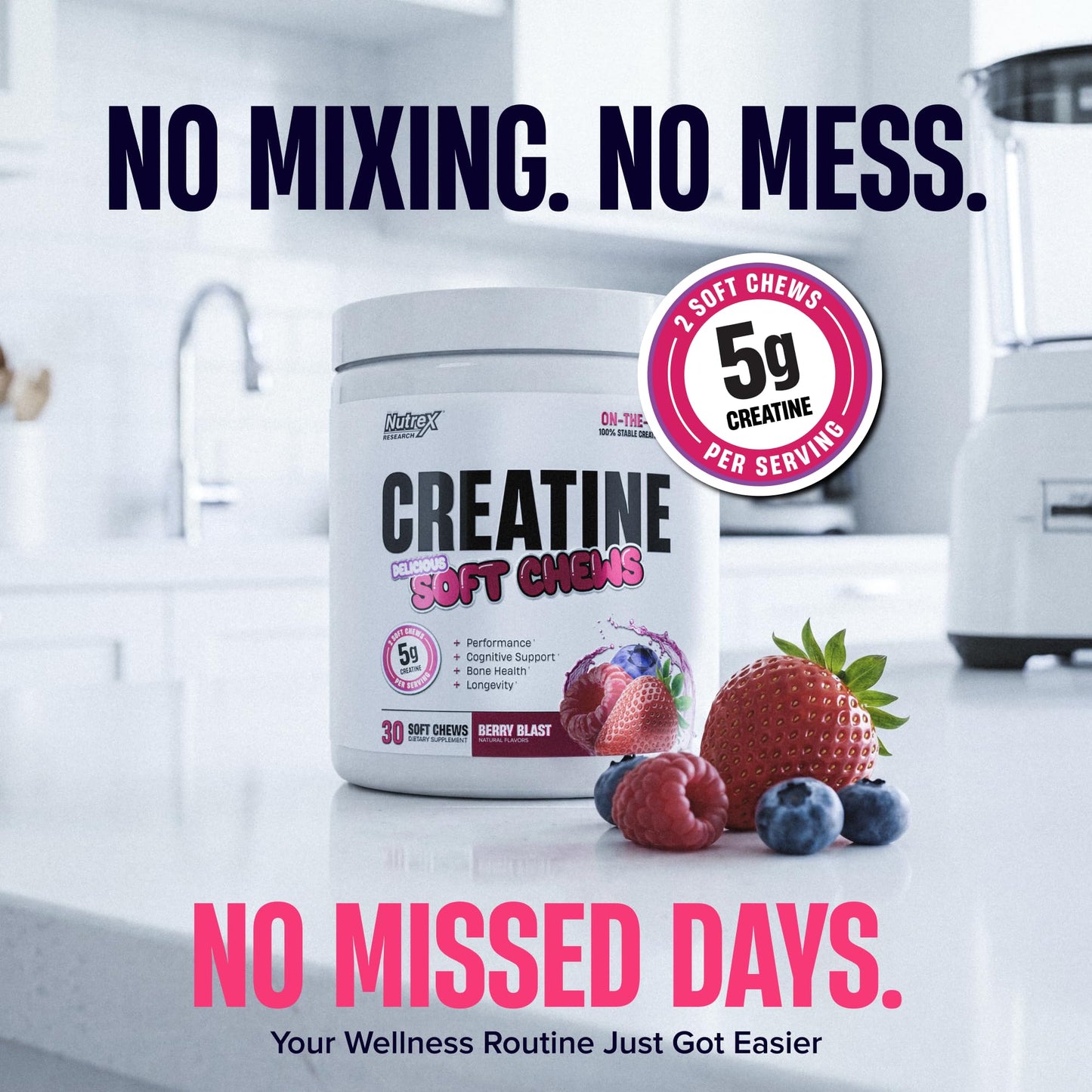 Nutrex Research Essentials Creatine Soft Chews Chewable, 60 Count