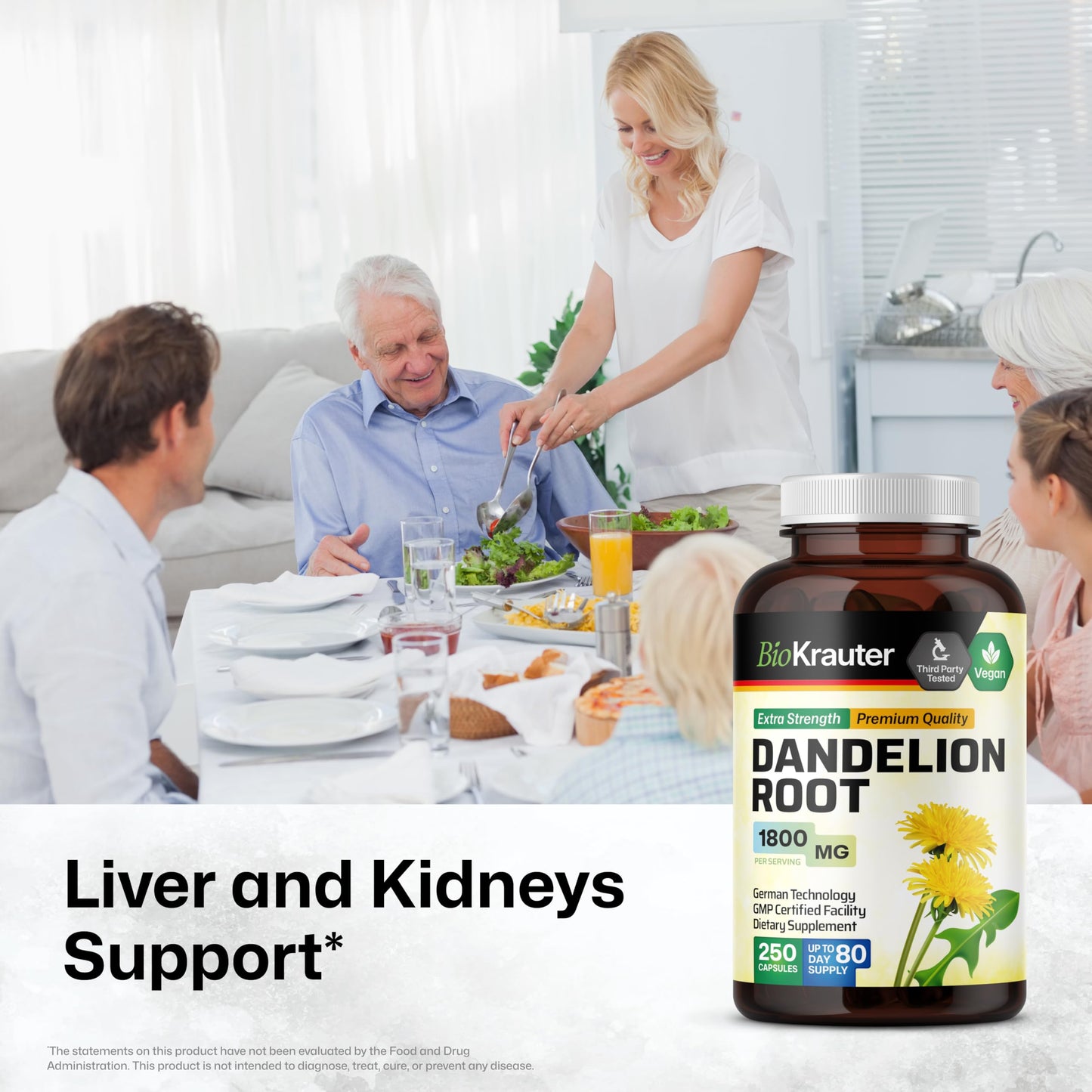 BIO KRAUTER Dandelion Root Capsules, 250 Count