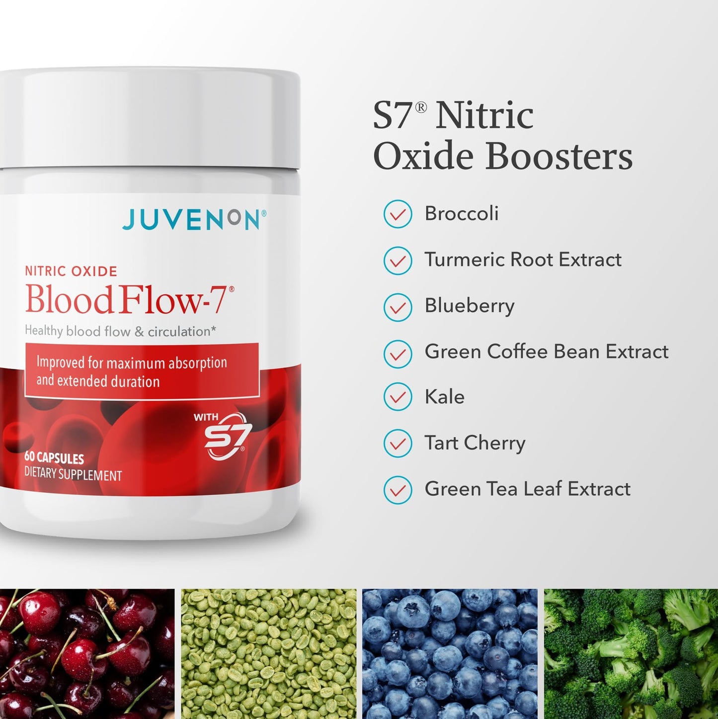 Juvenon BloodFlow-7 Nitric Oxide Capsules 180 Capsules