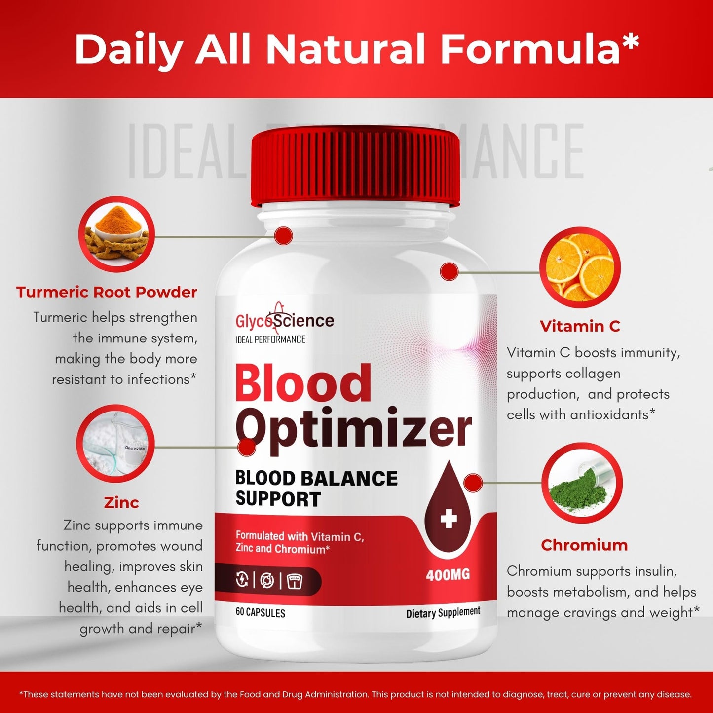 IDEAL PERFORMANCE GlycoScience Blood Optimizer Capsules, 180 Count