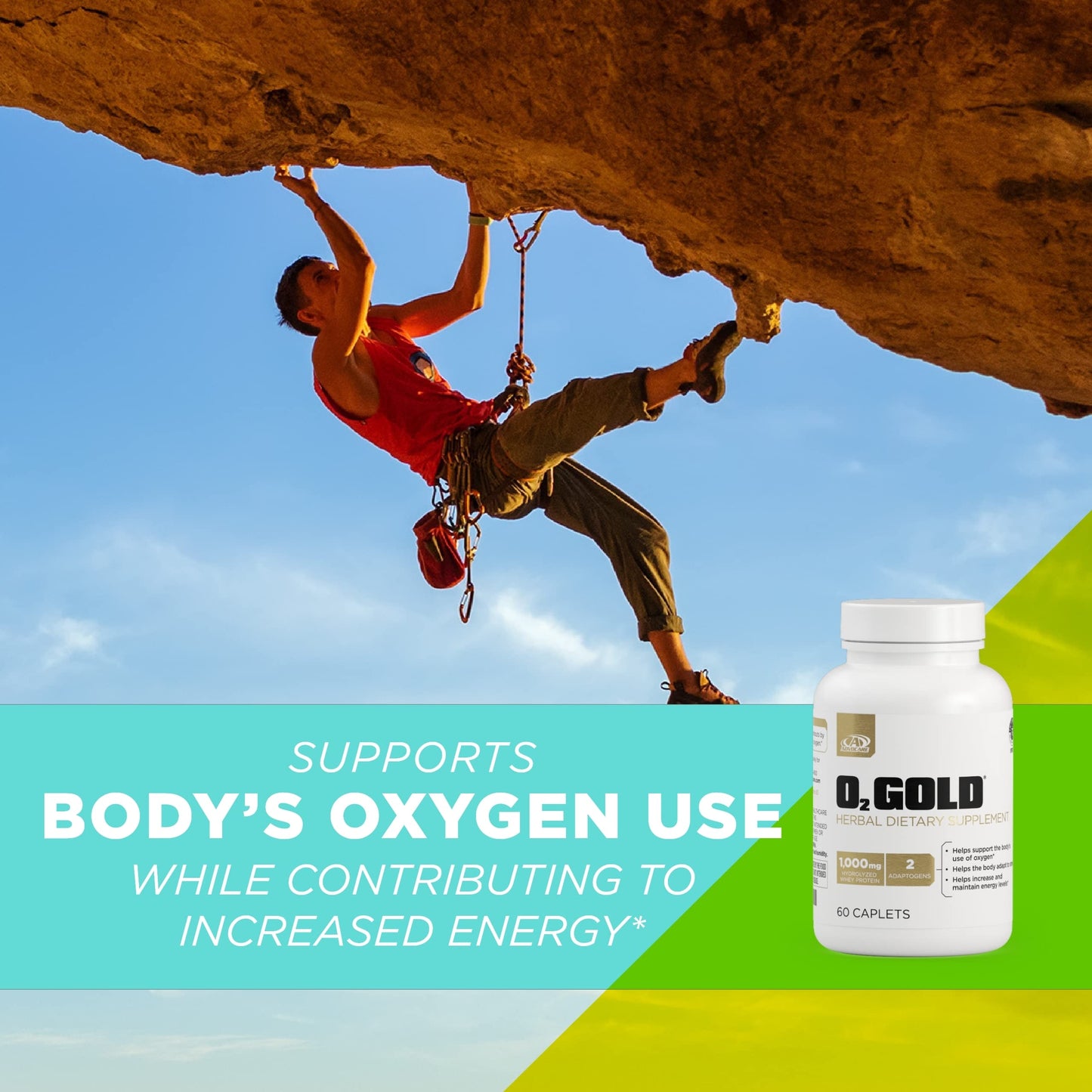 AdvoCare O2 Gold Blood Oxygen Supplement with Rhodiola Rosea Root & Hydrolyzed Whey Protein, Supports Energy, 60 Capsules