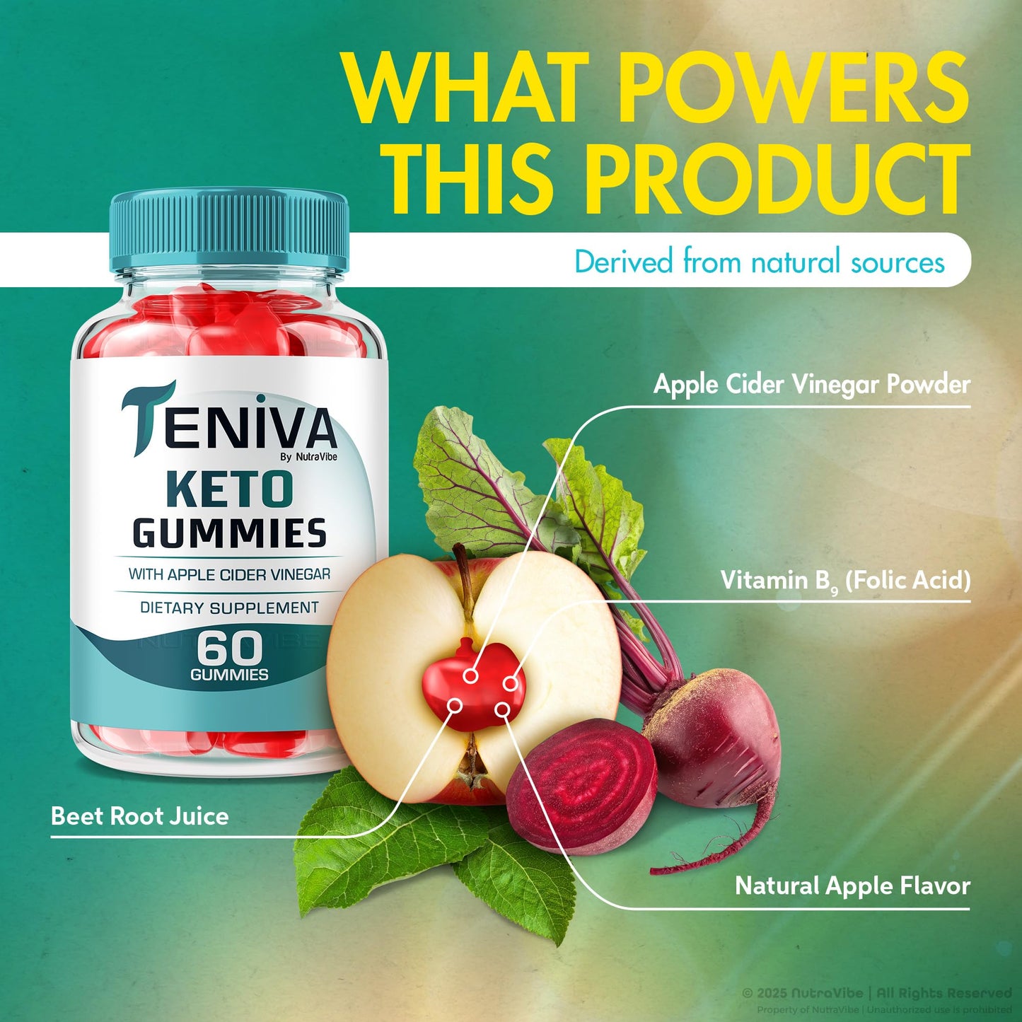 NutraVibe Teniva Keto Gummies, 180 Gummies
