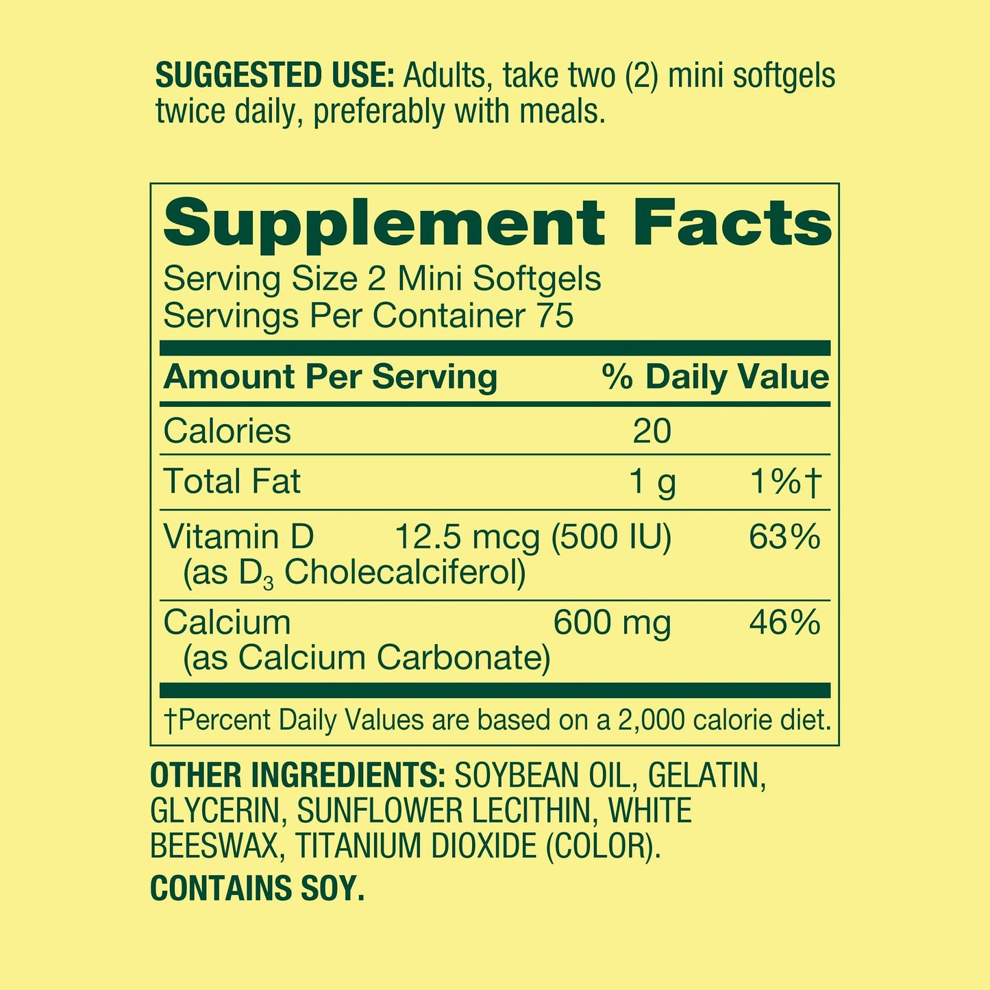 Generic Calcium with Vitamin D3 600mg Mini Softgels, 150 Count