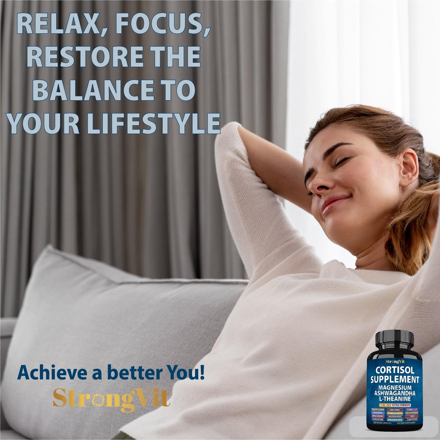 StrongVit Cortisol Supplements 120 Capsules