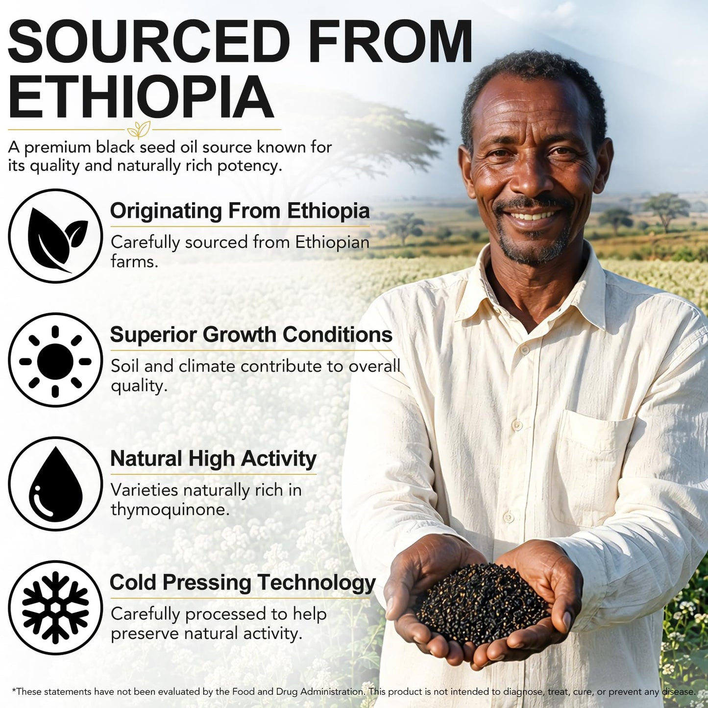 bnHUlMXw Ethiopian Black Seed Oil Softgels with Oregano Oil 2-in-1 Formula, 120 Count