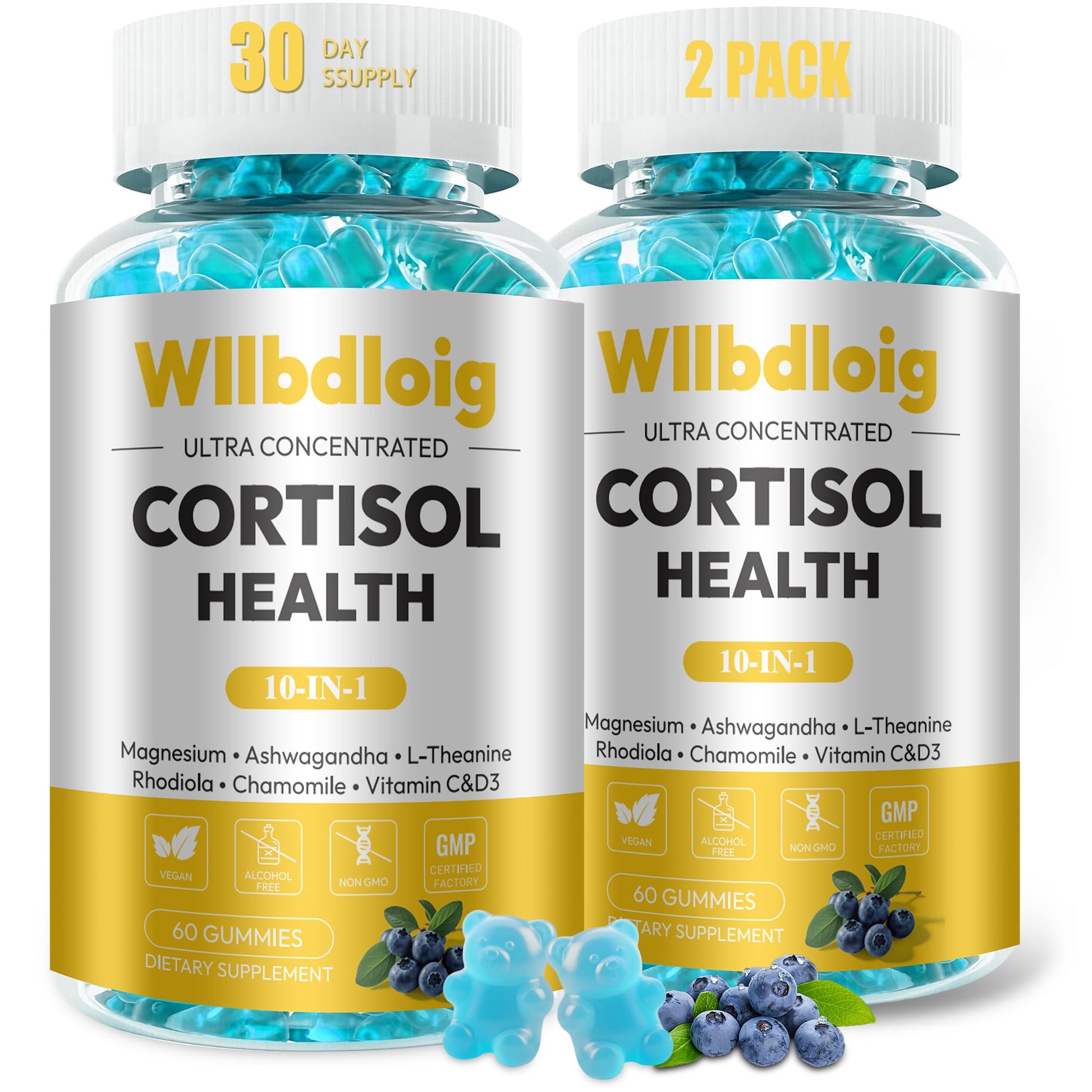 Wllbdloig Cortisol Manager for Stress Relief and Sleep Gummies 120 Count