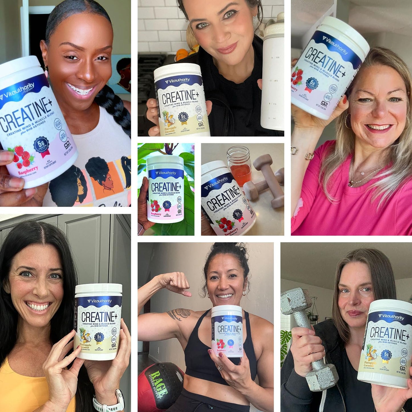 Vitauthority Creatine Monohydrate Powder for Women, Pineapple Coconut Flavor, 30 Servings