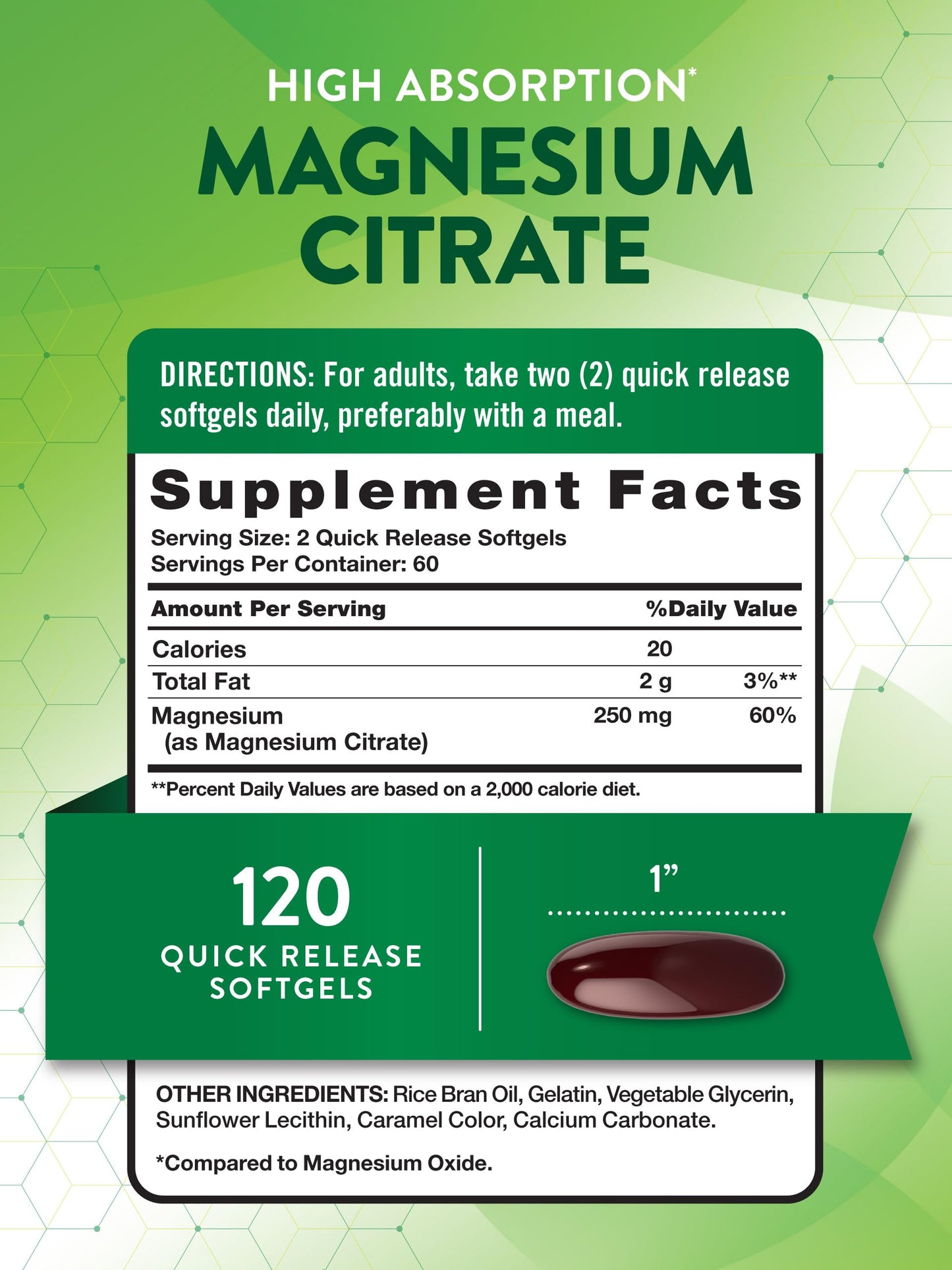 Nature's Truth Magnesium Citrate Softgels 250mg, 120 Count