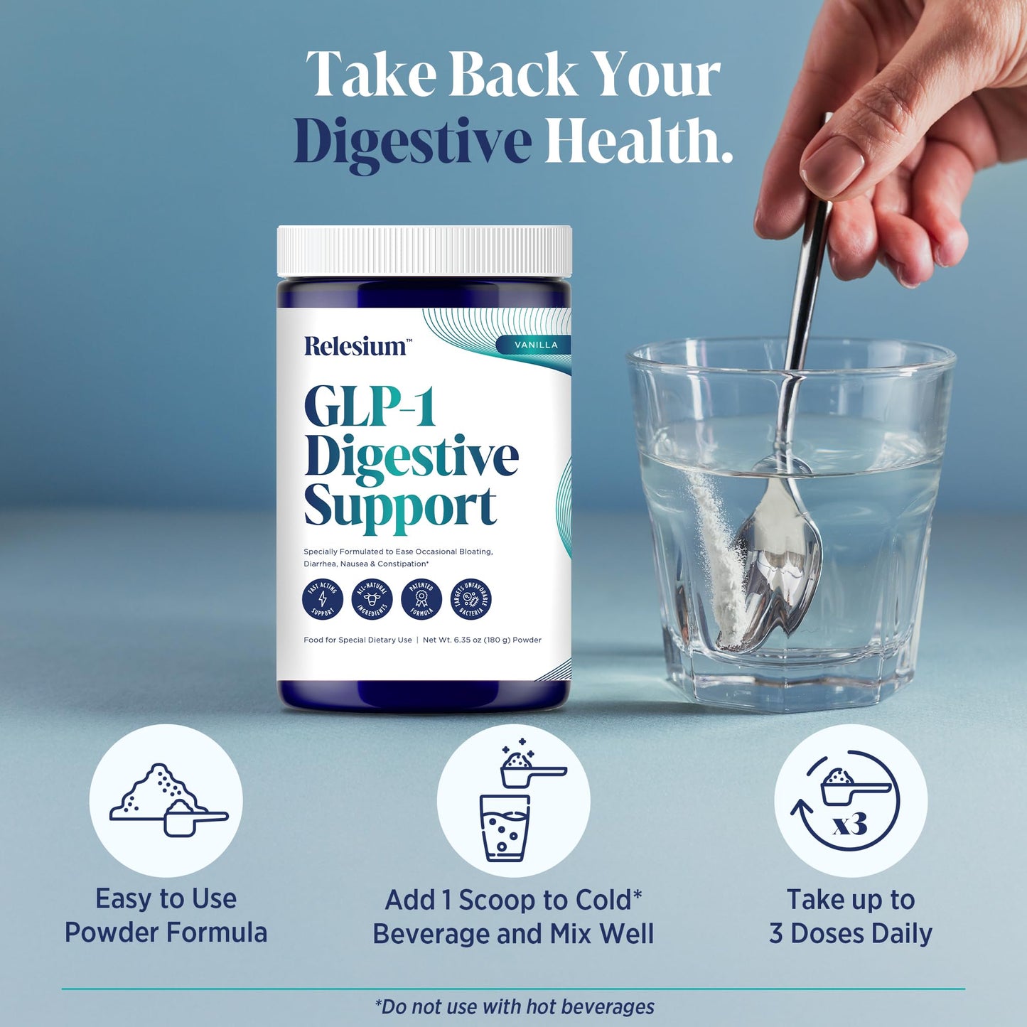 Relesium GLP-1 Digestive Health Support Powder 6.35 Ounce (Pack of 1)