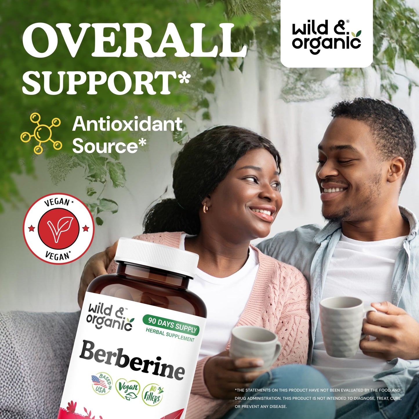 Wild & Organic Berberine Supplement Capsules 1000 mg, 180 Count