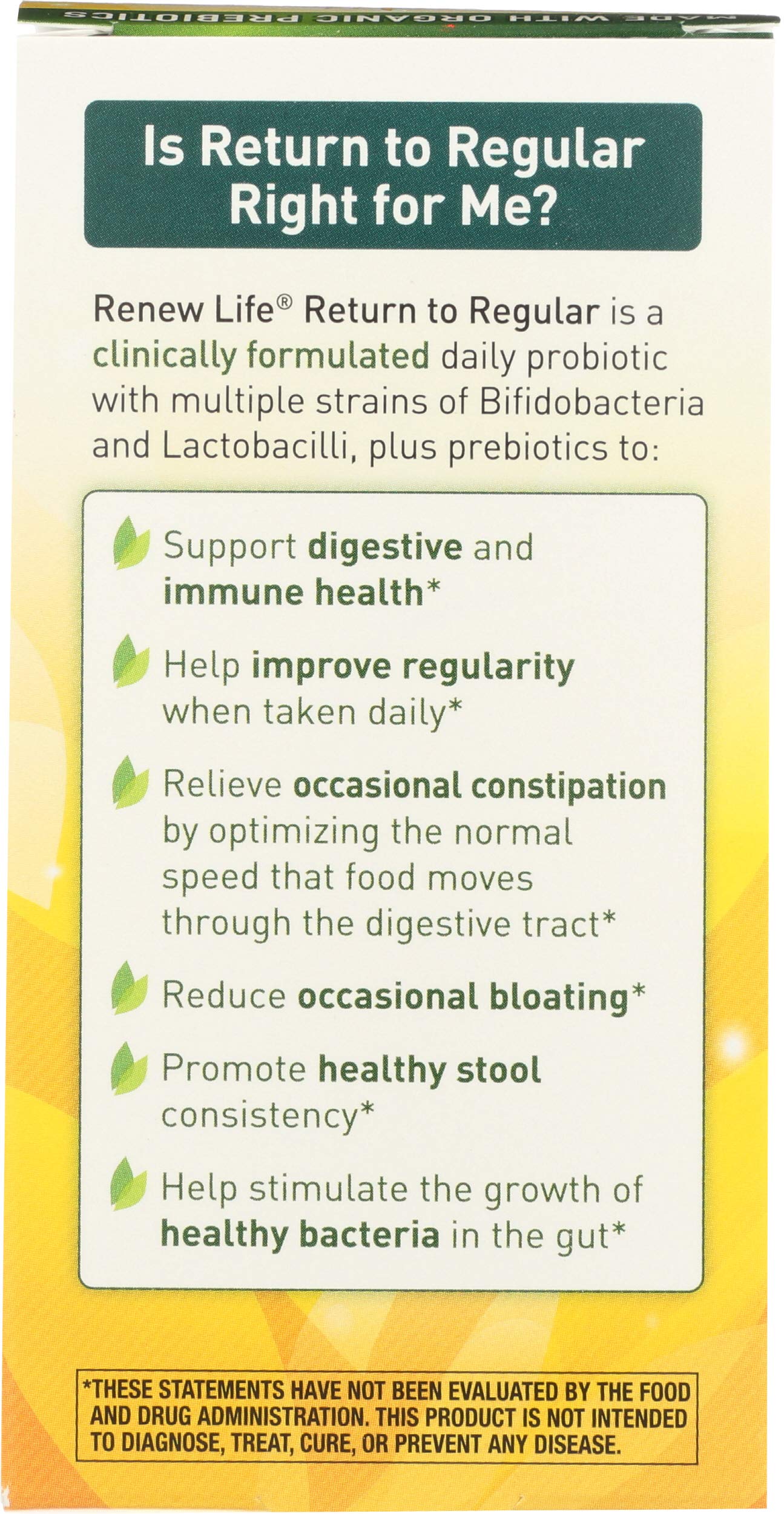 Renew Life Return to Regular Probiotic Capsules, 60 Capsules
