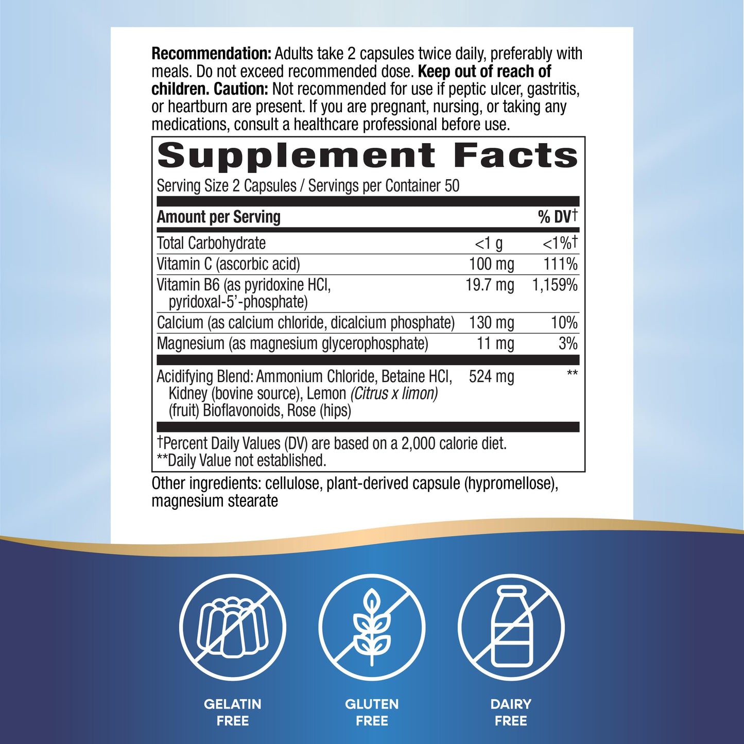 Nature's Way Acid-A-Cal Acidifying Blend Capsules, 100