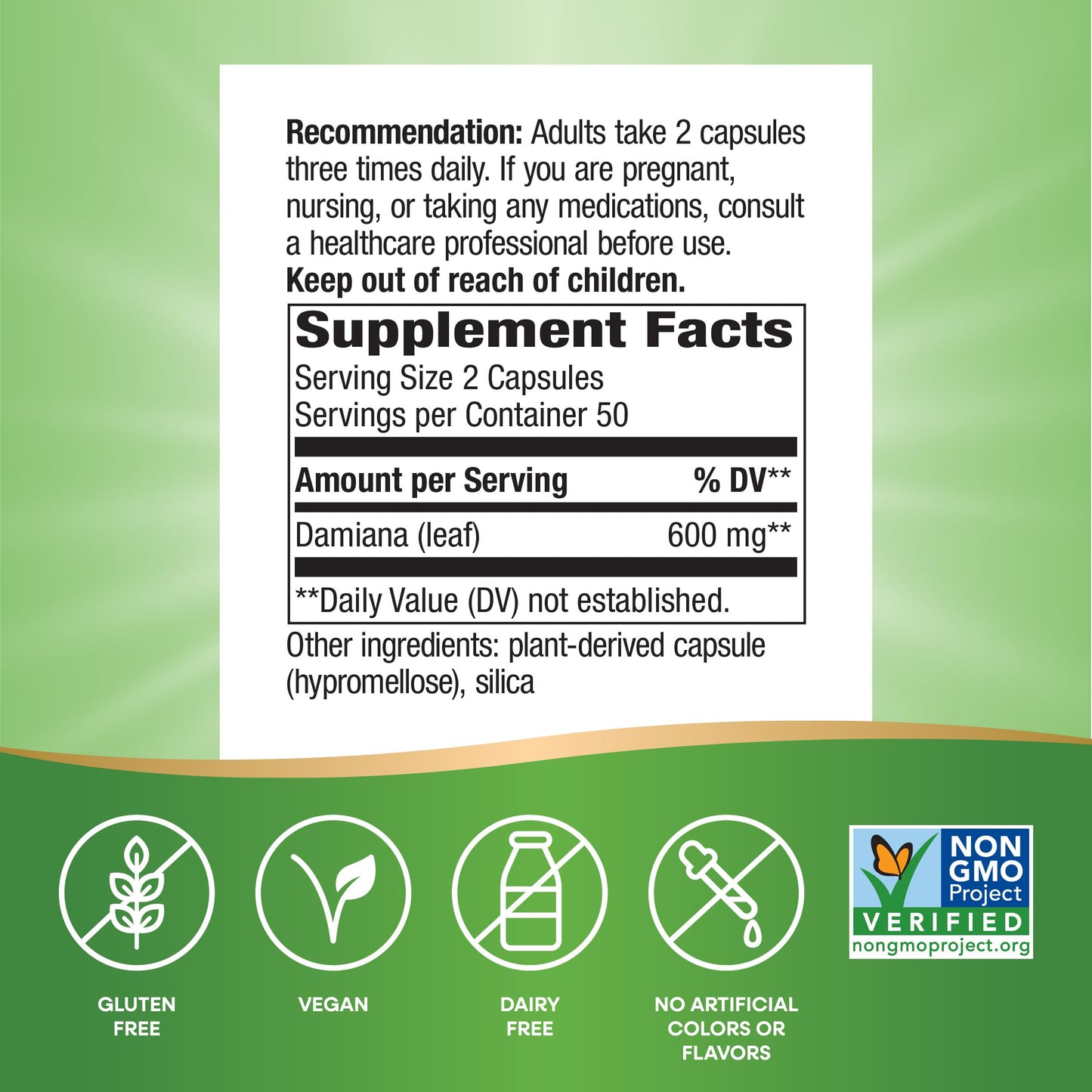 Nature's Way Damiana Leaves Capsule, 100 Capsules