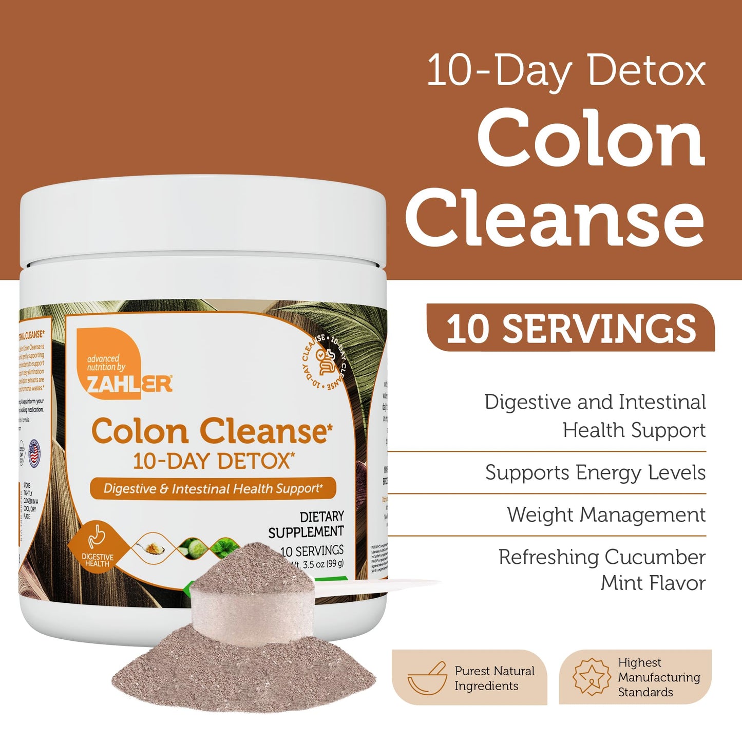 Zahler Colon Cleanse 10-Day Detox Powder, 3.5 oz
