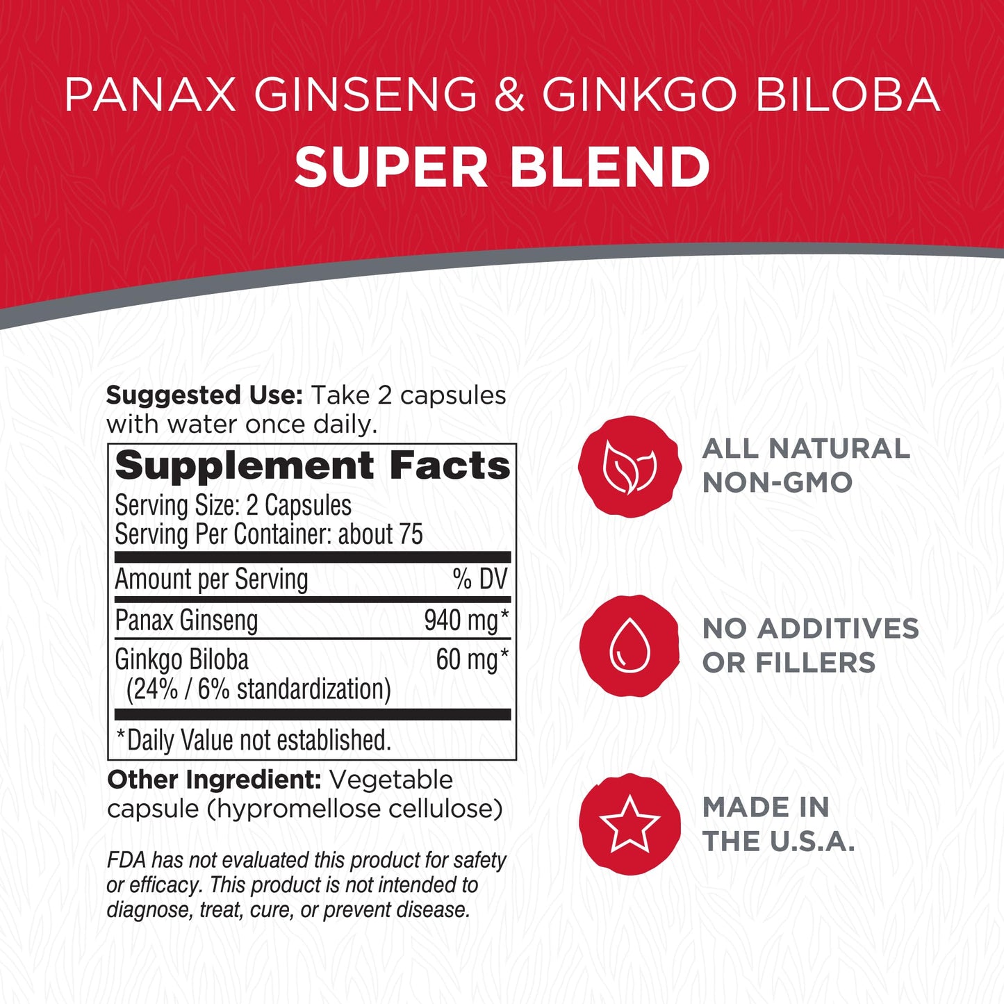 Dairyland Management LLC Panax Ginseng + Ginkgo Biloba Capsules 4-Count