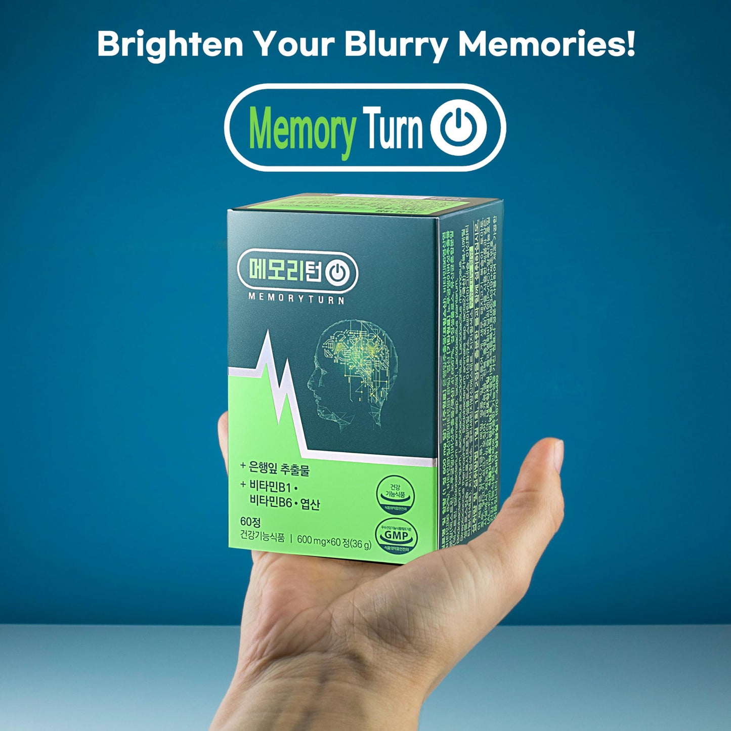 Memoryturn Brain Supplement with Lion’s Mane & Ginkgo Biloba – Natural Nootropic Tablet, 1 Count