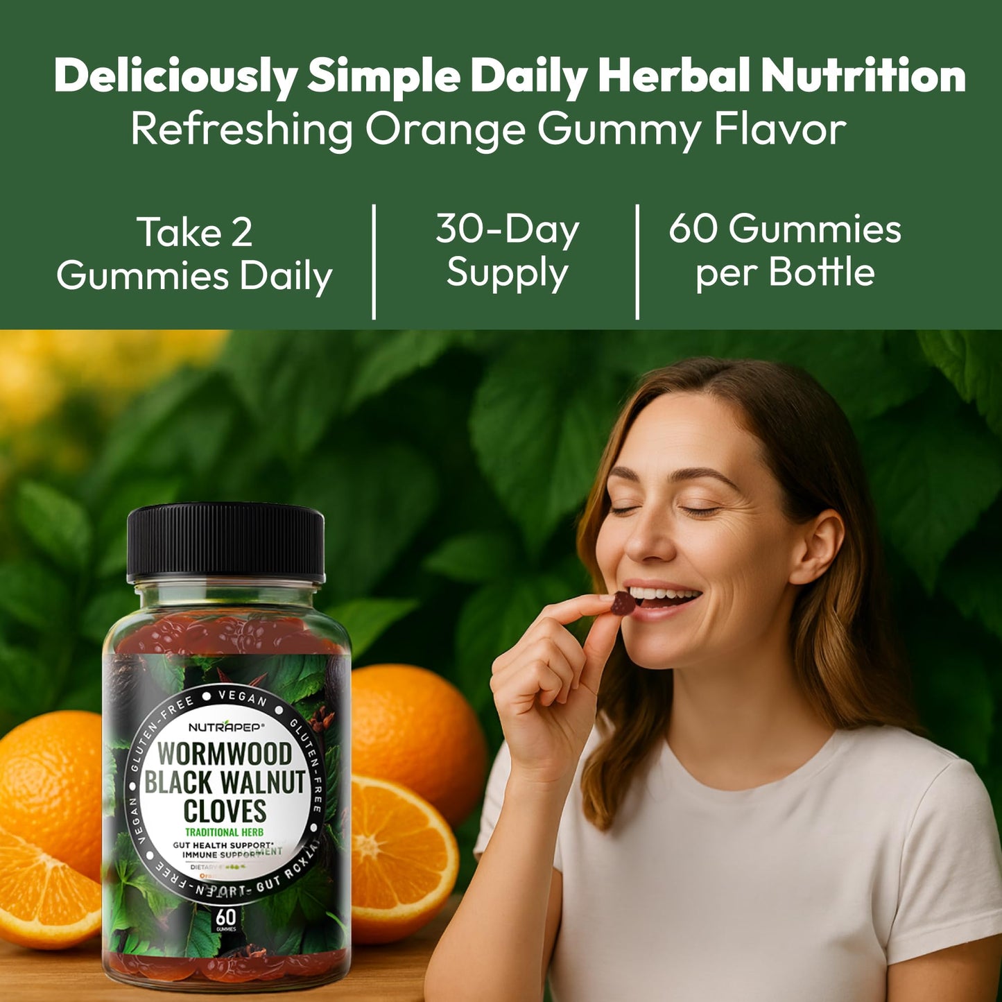 NutraPep Wormwood Black Walnut & Cloves Gummies 60 Count