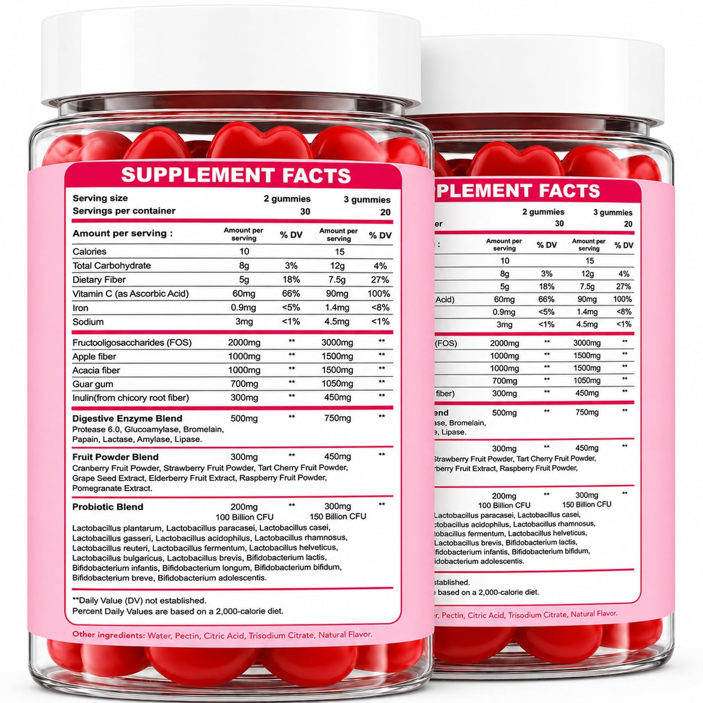 Grewellogy Fiber Gummies for Adults, Sugar Free Fiber Supplement with Prebiotics, Probiotics & Digestive Enzymes for Gut Health Support, Cranberry Flavor, Vegan Gummy 120 Count